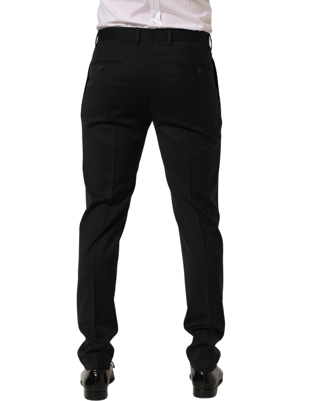 Black Wool Tapered Leg Men Dress Trouser Pants