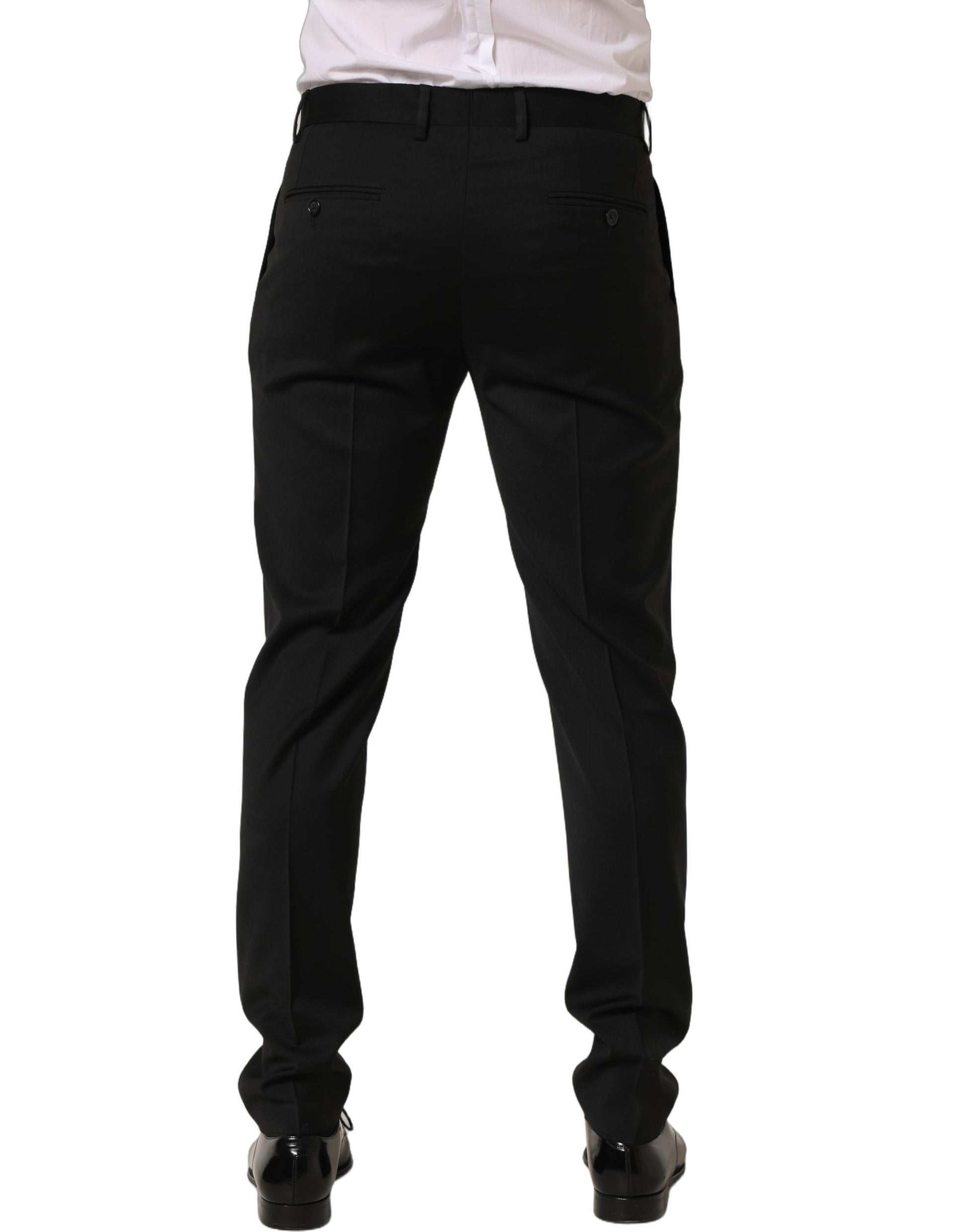 Black Wool Tapered Leg Men Dress Trouser Pants