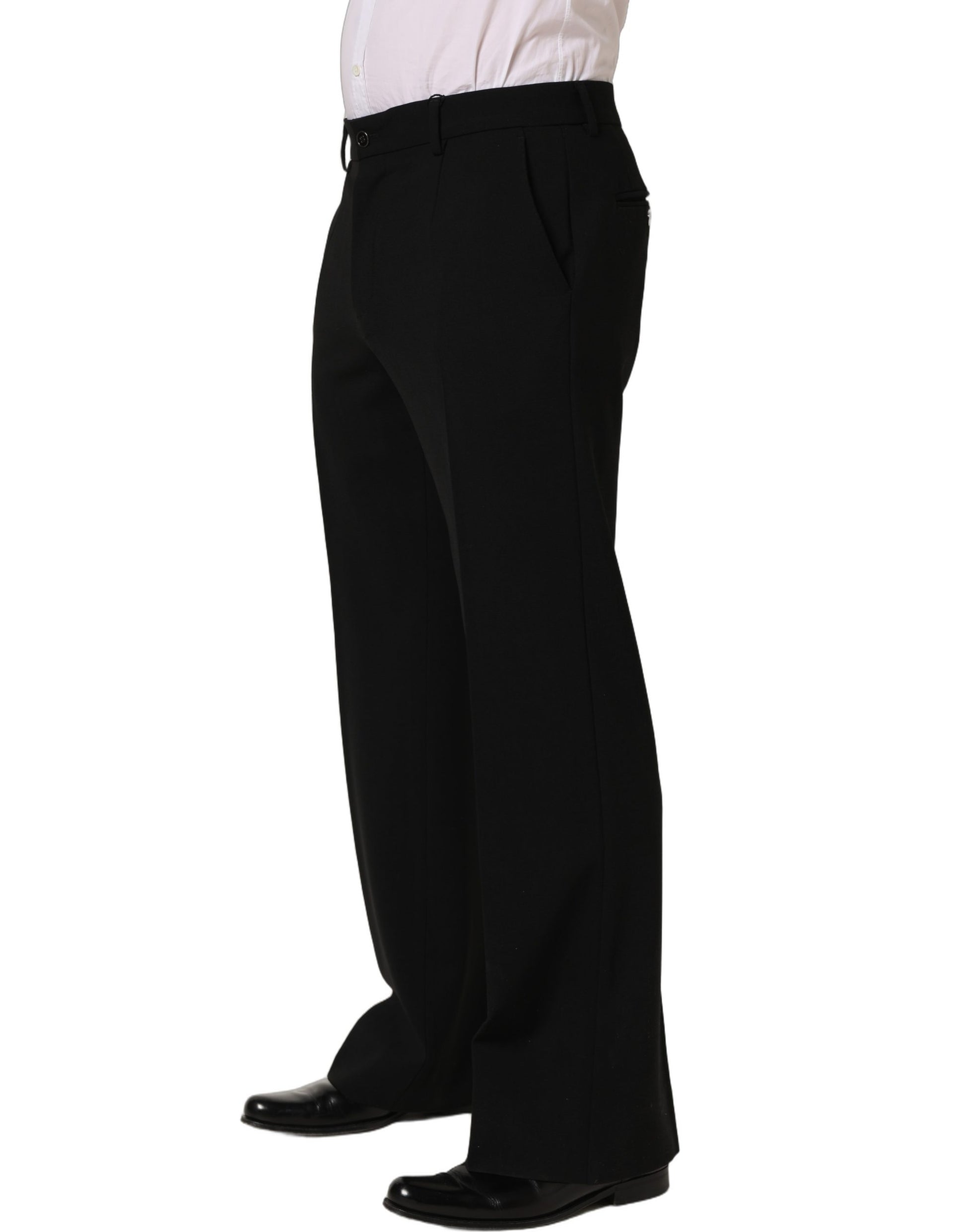 Black Wool Straight Men Dress Trouser Pants