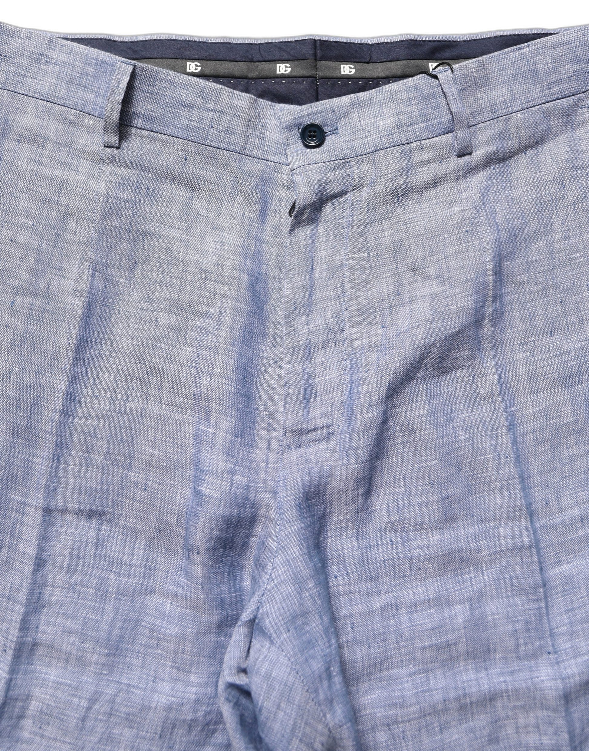 Light Blue Linen Straight Dress Trouser Pants