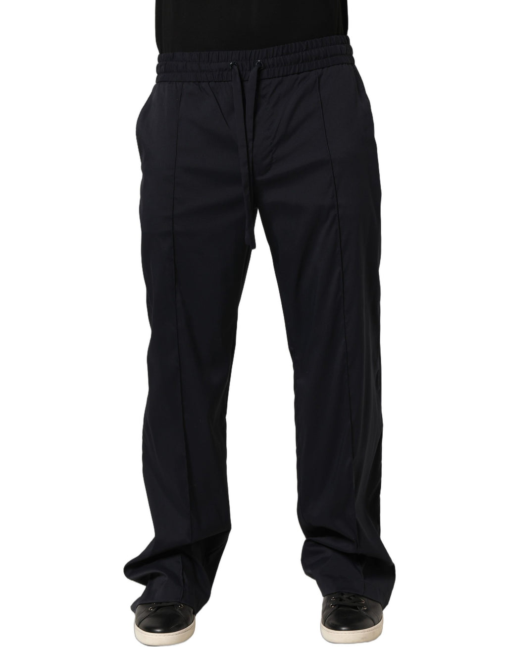 Black Nylon Straight Jogger Sweatpants Pants