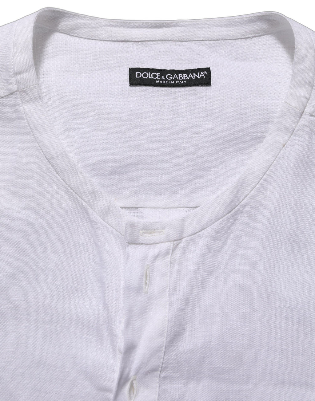 White Linen Logo Long Sleeves Casual Shirt