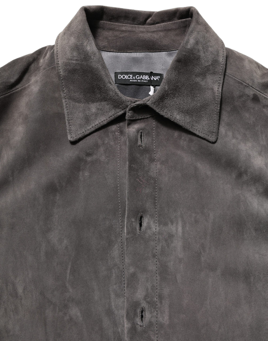 Gray Suede Long Sleeves Button Down Shirt