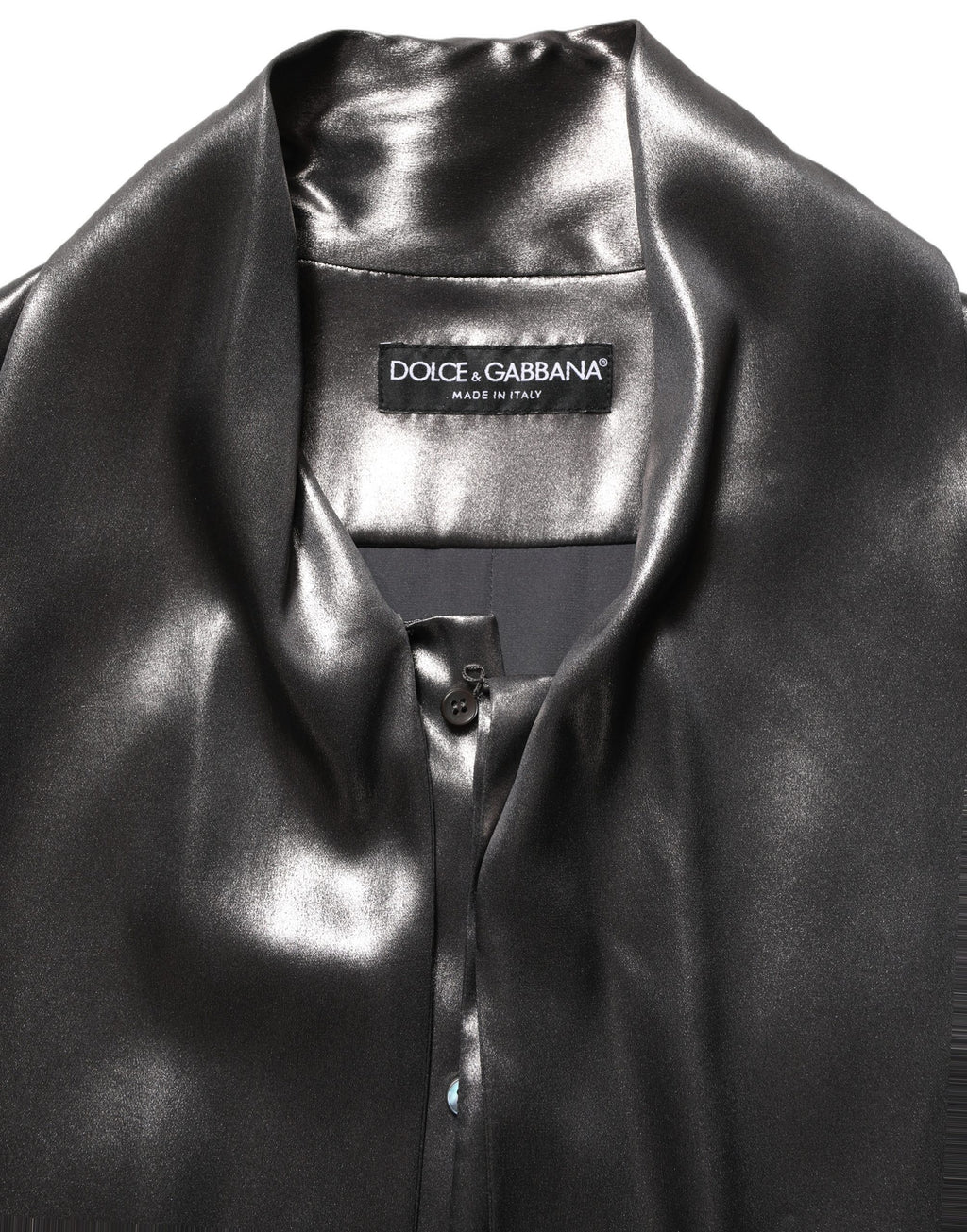 Silver Satin Silk Long Sleeves Men Dress Shirt