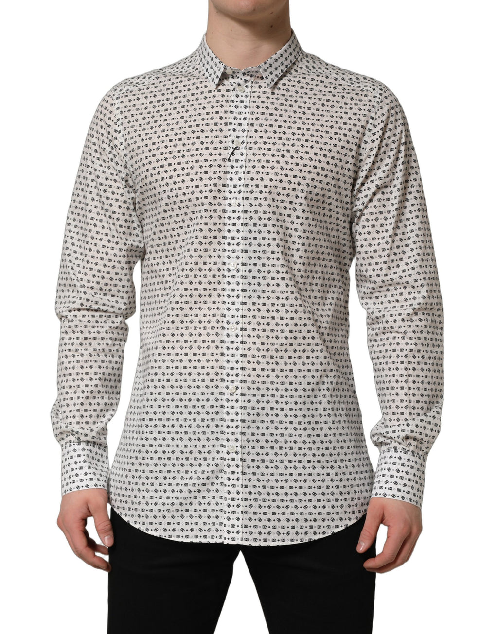 White Logo GOLD Long Sleeves Dress Shirt
