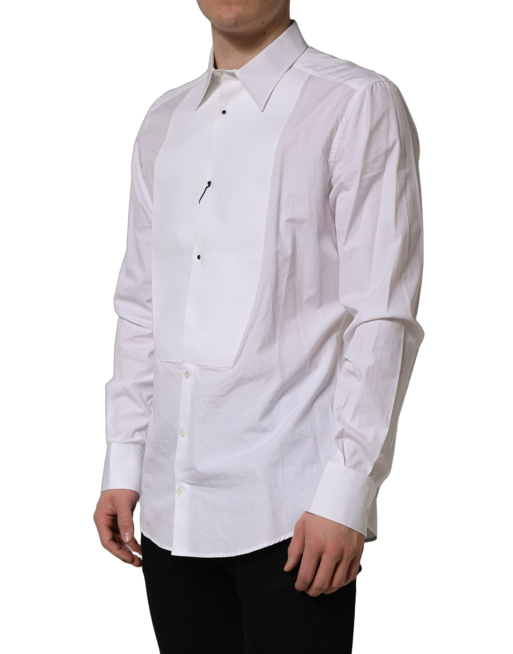 White GOLD Long Sleeves Bib Men Dress Shirt