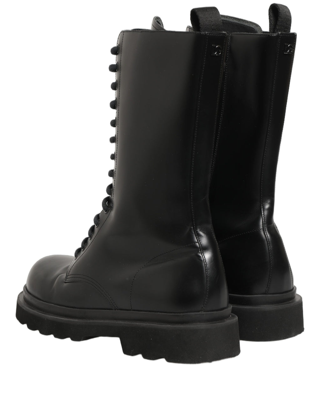 Black Leather Lace Up Men Combat Boots Shoes