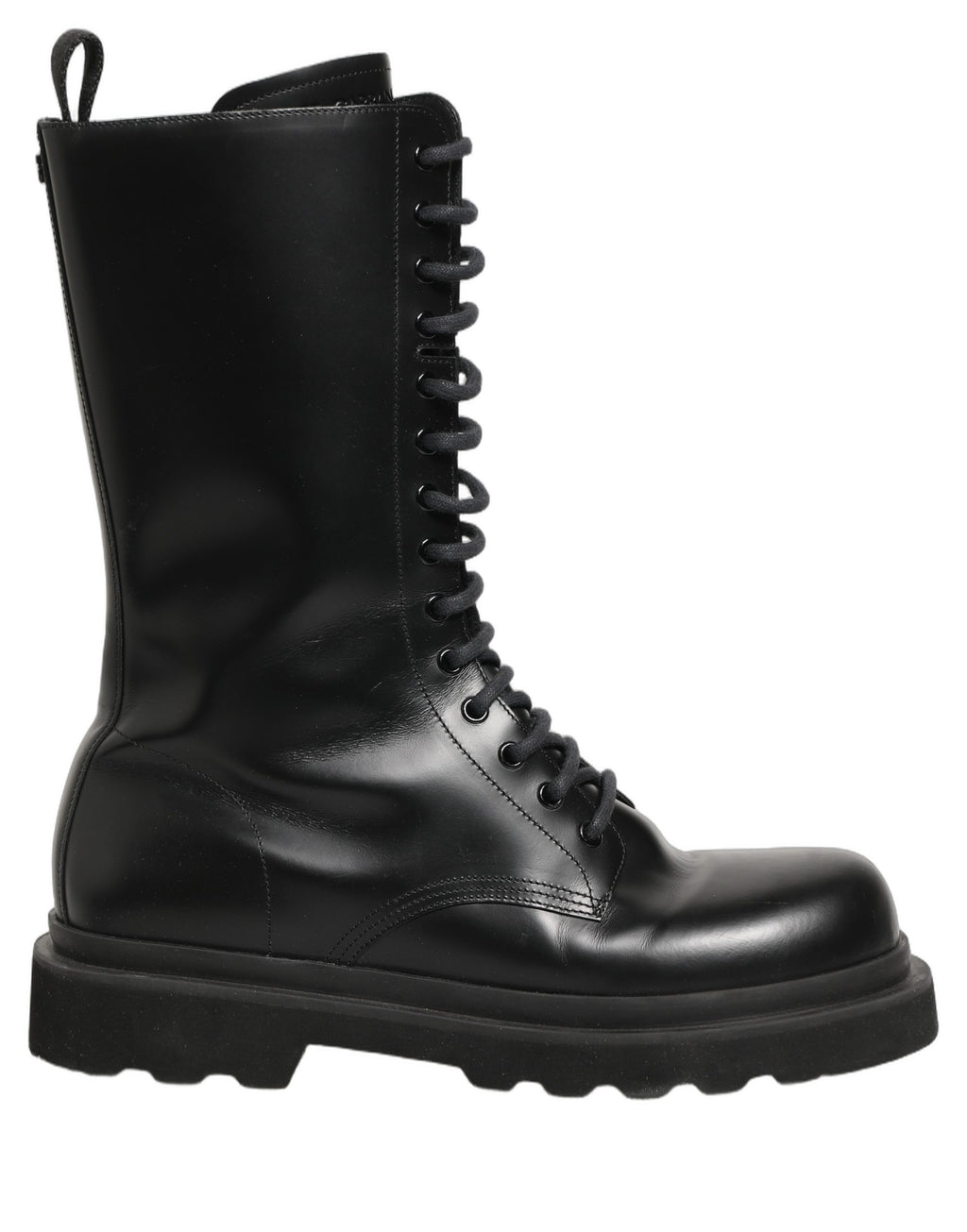 Black Leather Lace Up Men Combat Boots Shoes