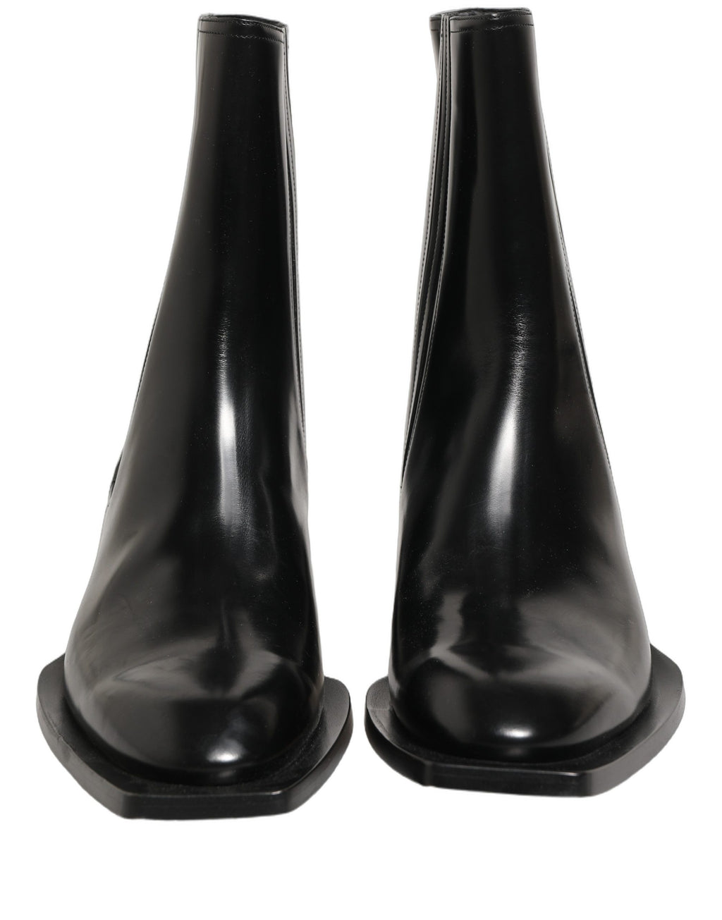 Black Leather Chelsea Mid Calf Boots Shoes