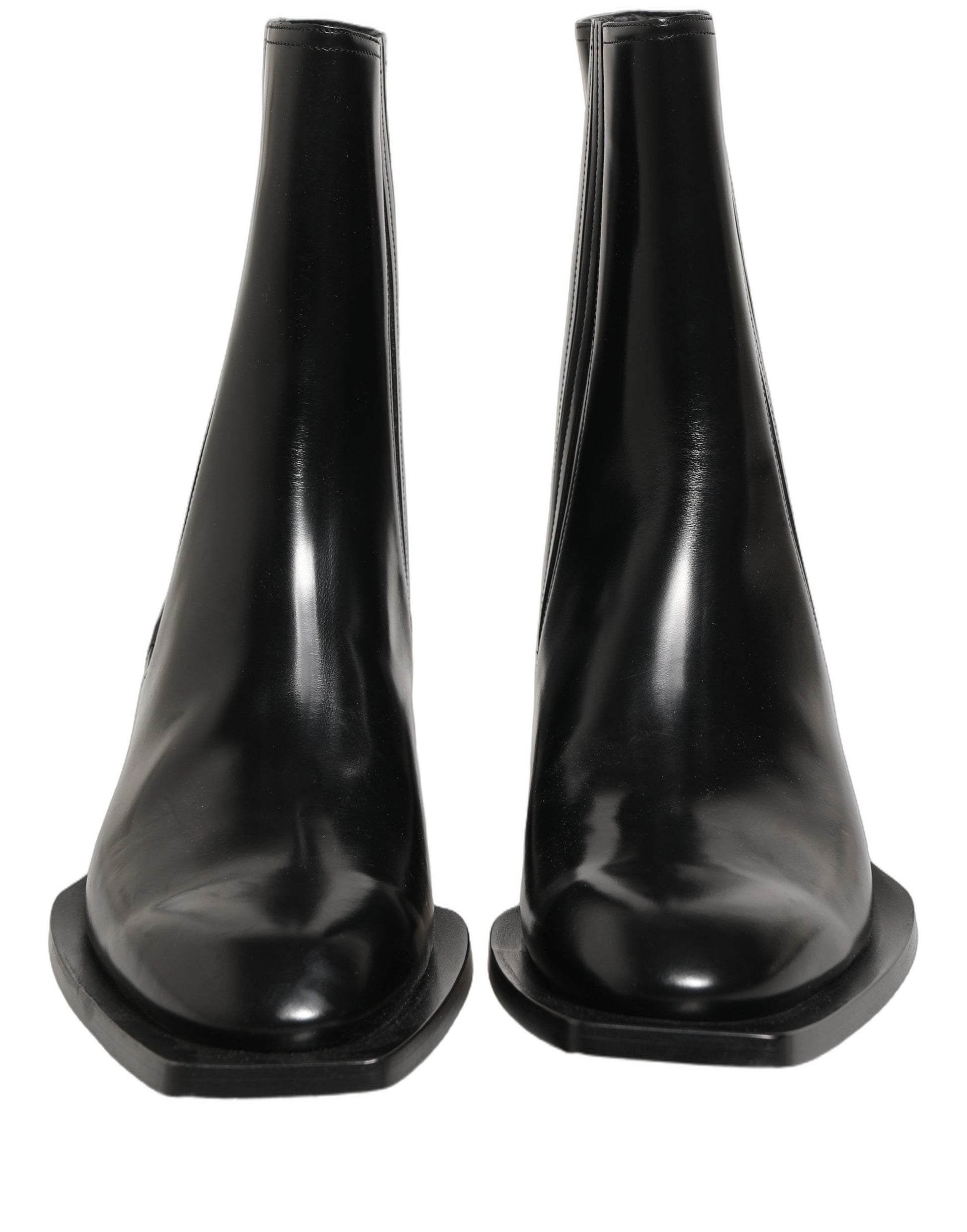 Black Leather Chelsea Mid Calf Boots Shoes