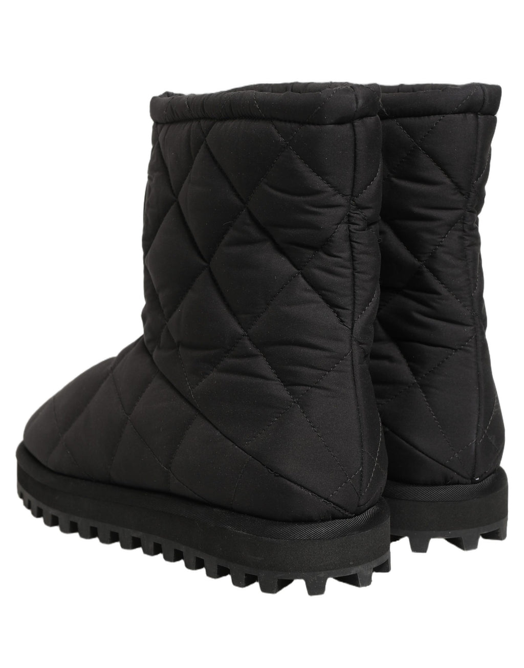 Black Quilted Effect Mid Calf Boots Shoes