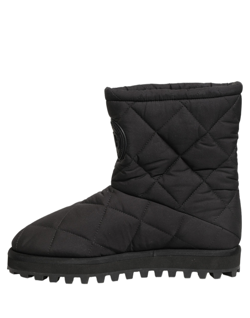 Black Quilted Effect Mid Calf Boots Shoes