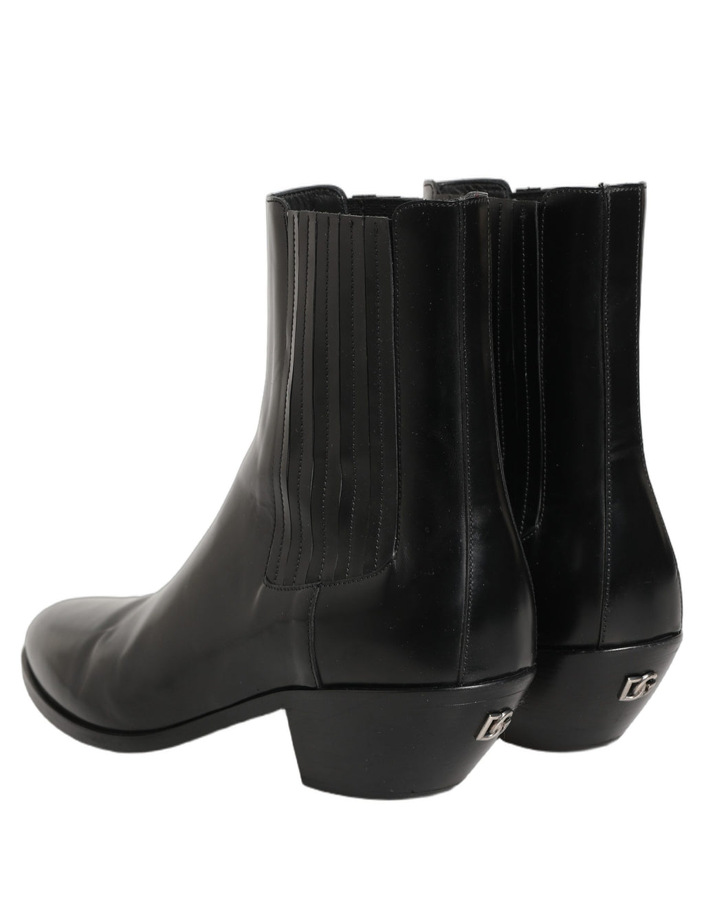Black Leather Chelsea Mid Calf Boots Shoes