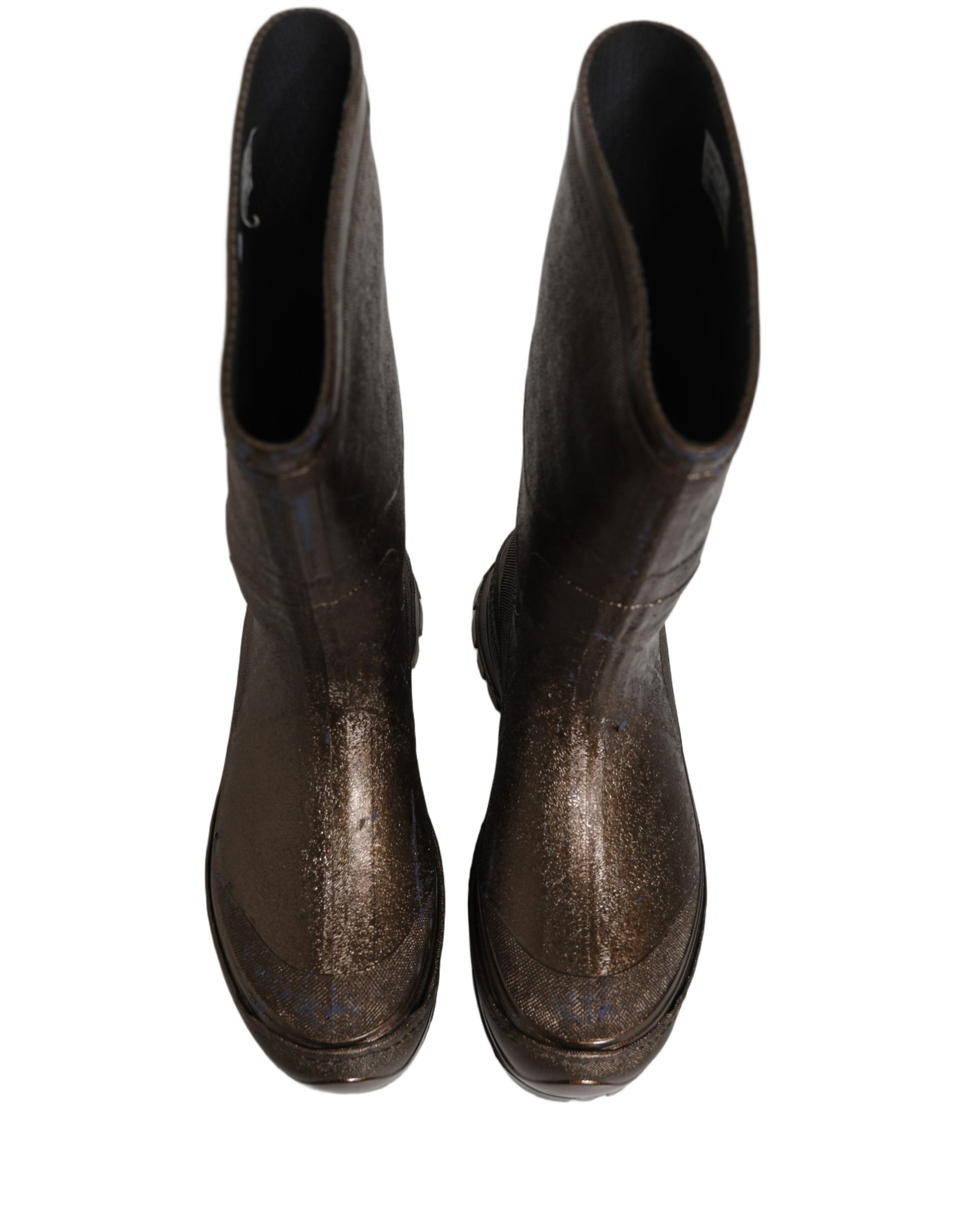 Bronze PVC Pull On Rain Boots Men Shoes