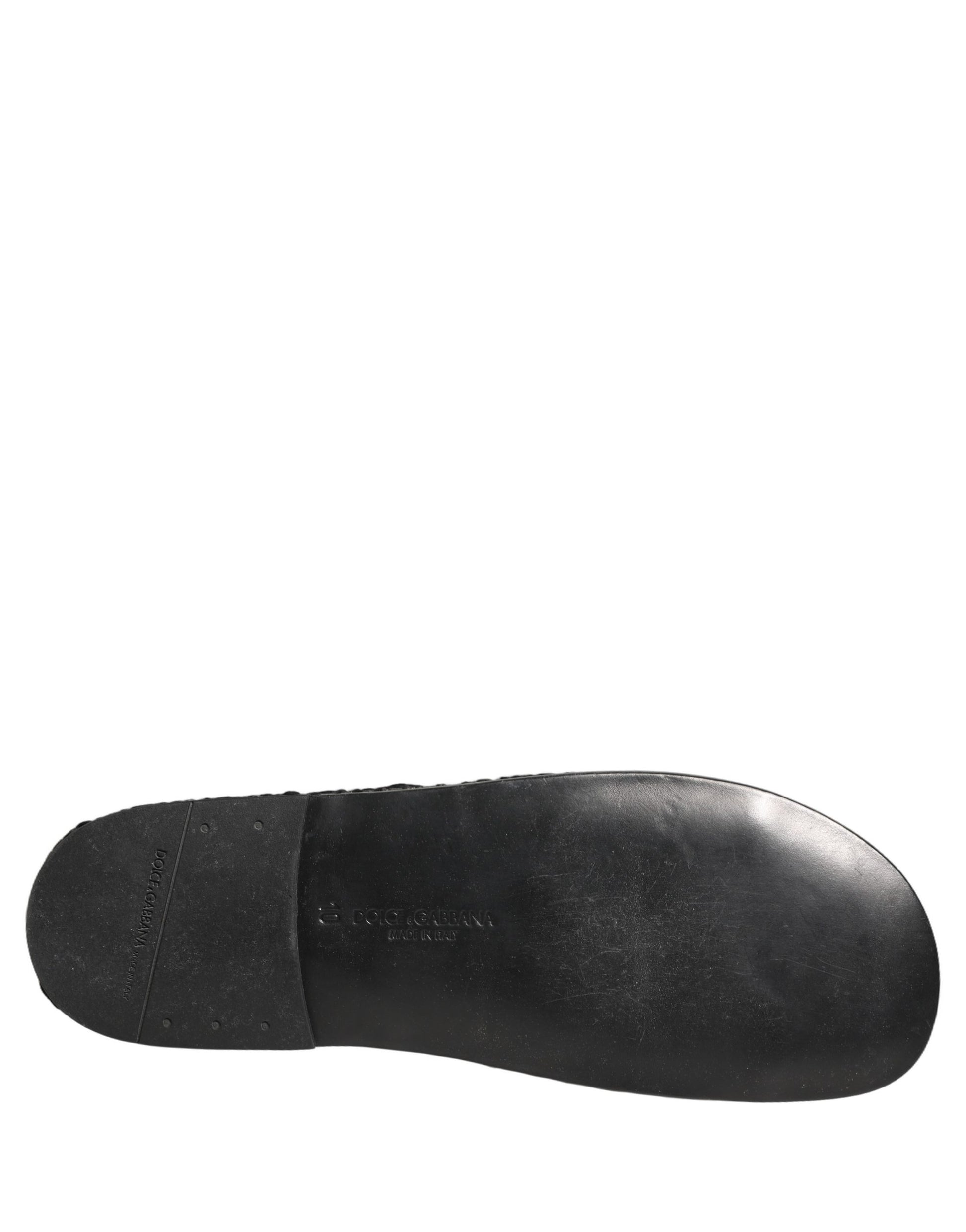 Black Fabric Woven Slides Sandals Flats Shoes
