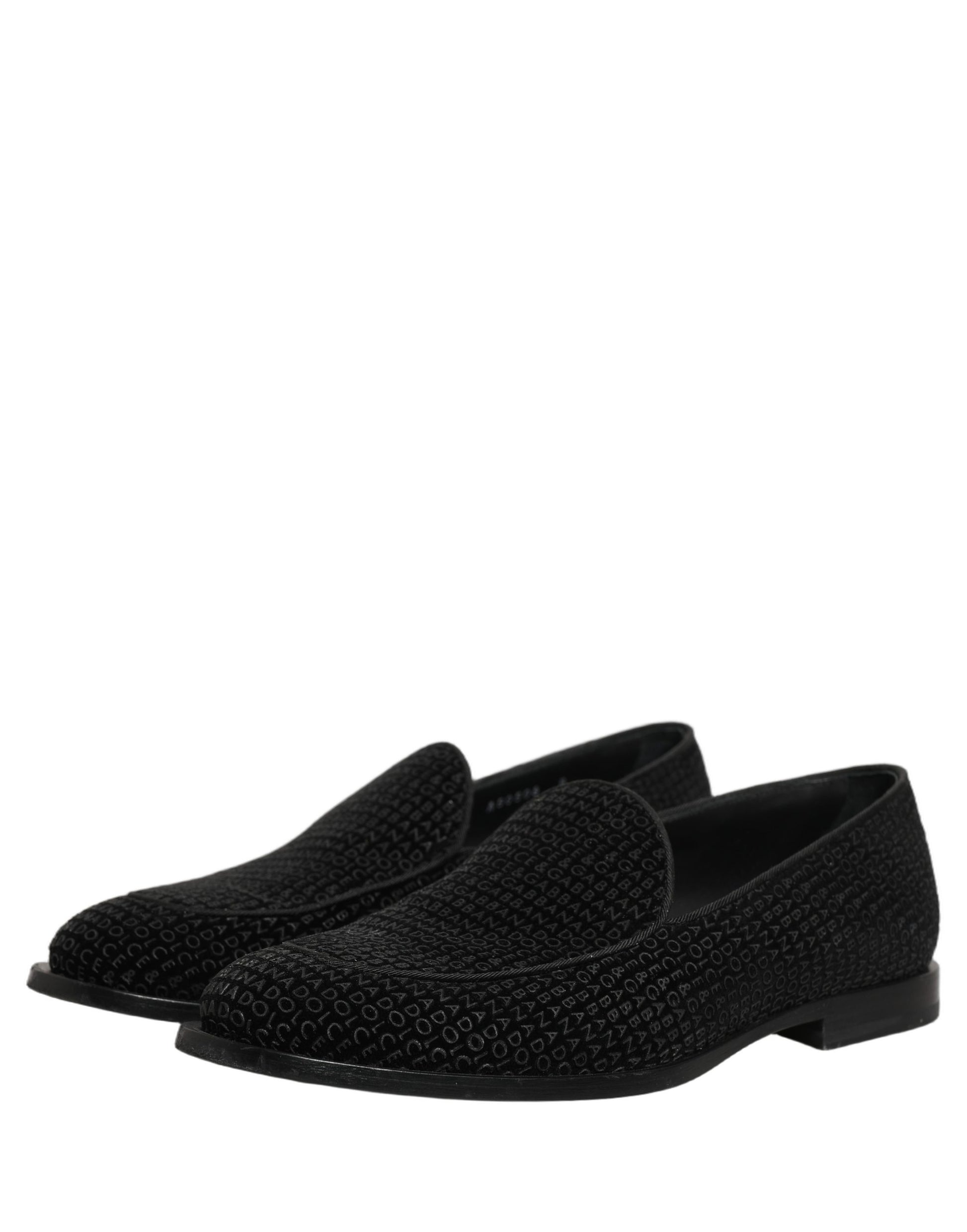 Black Logo Monogram Men Dress Loafers Shoes
