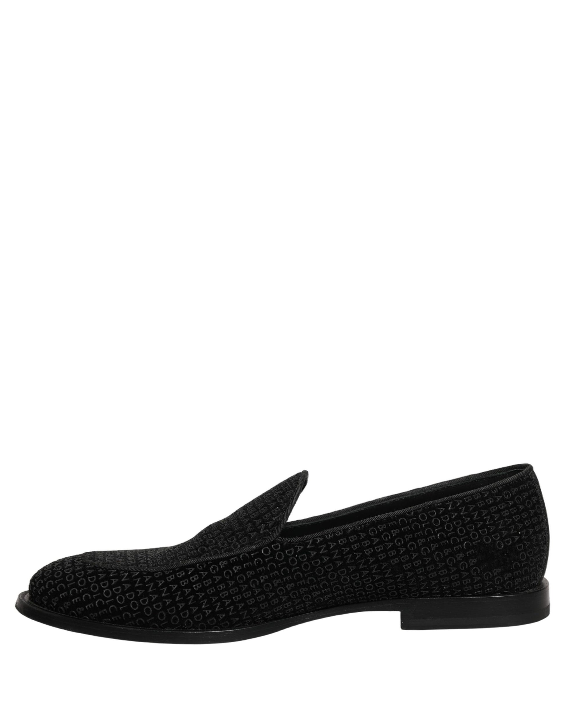 Black Logo Monogram Men Dress Loafers Shoes