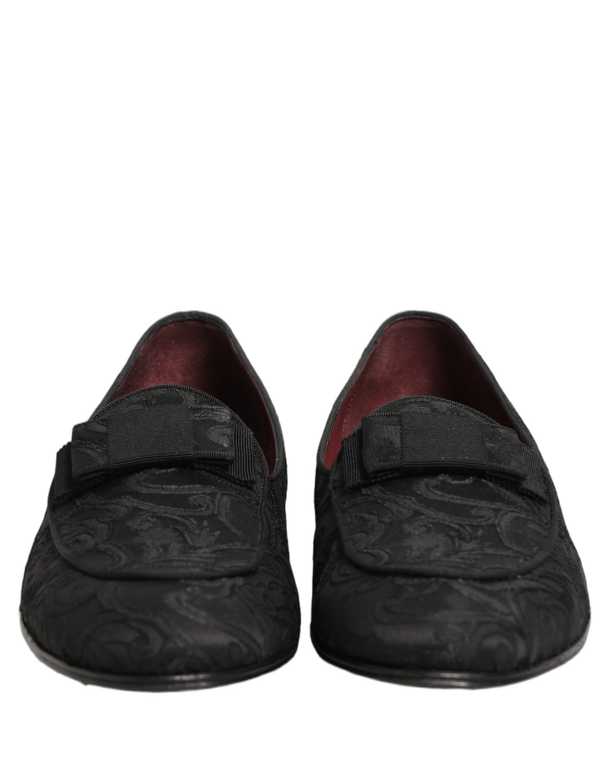 Black Floral Brocade Men Dress Loafers Shoes