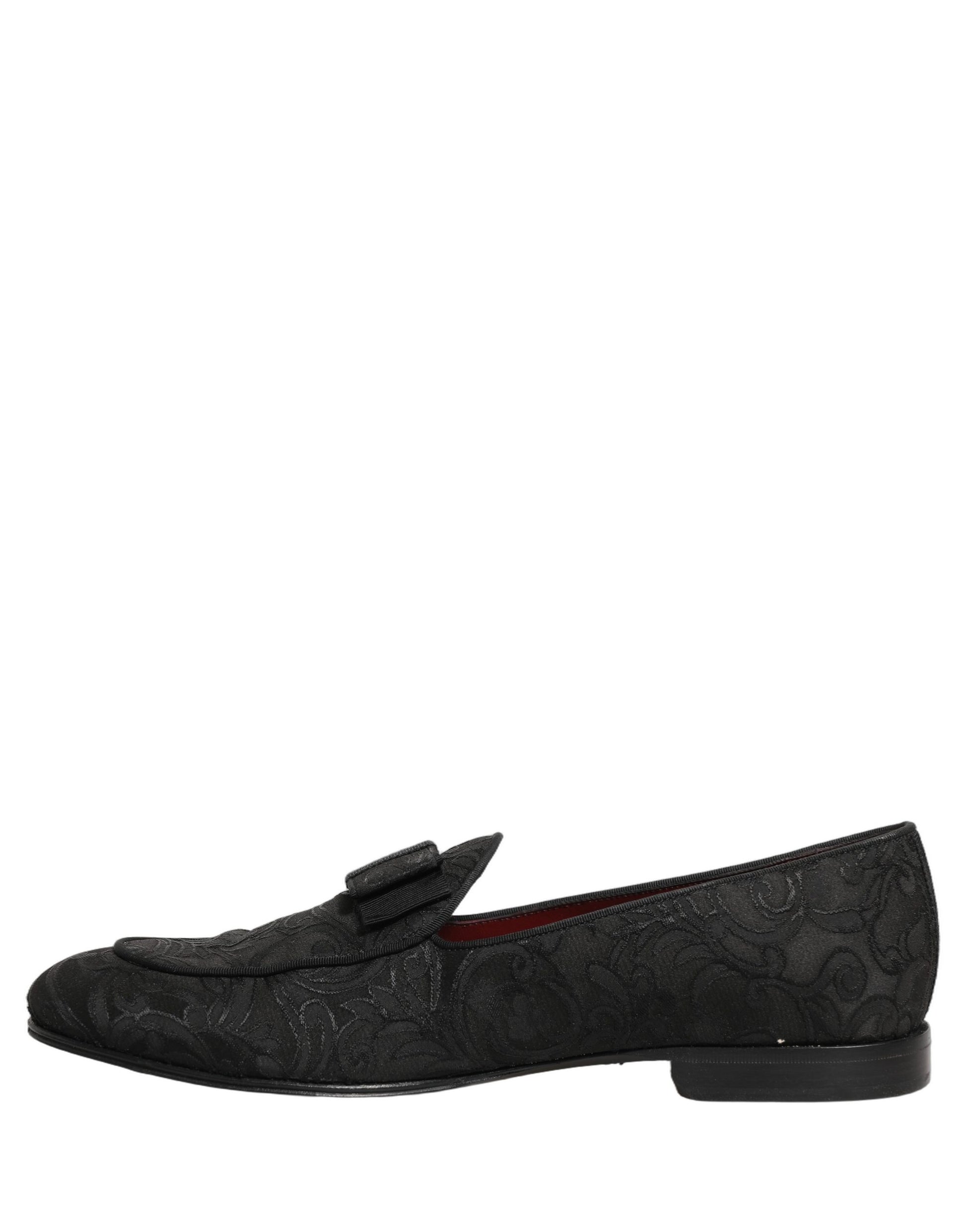 Black Floral Brocade Men Dress Loafers Shoes