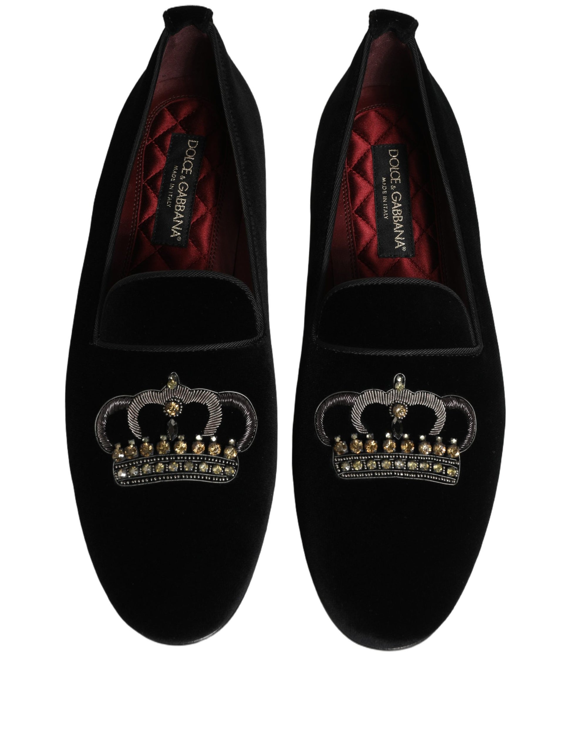 Black Crown Embellished Dress Loafers Shoes