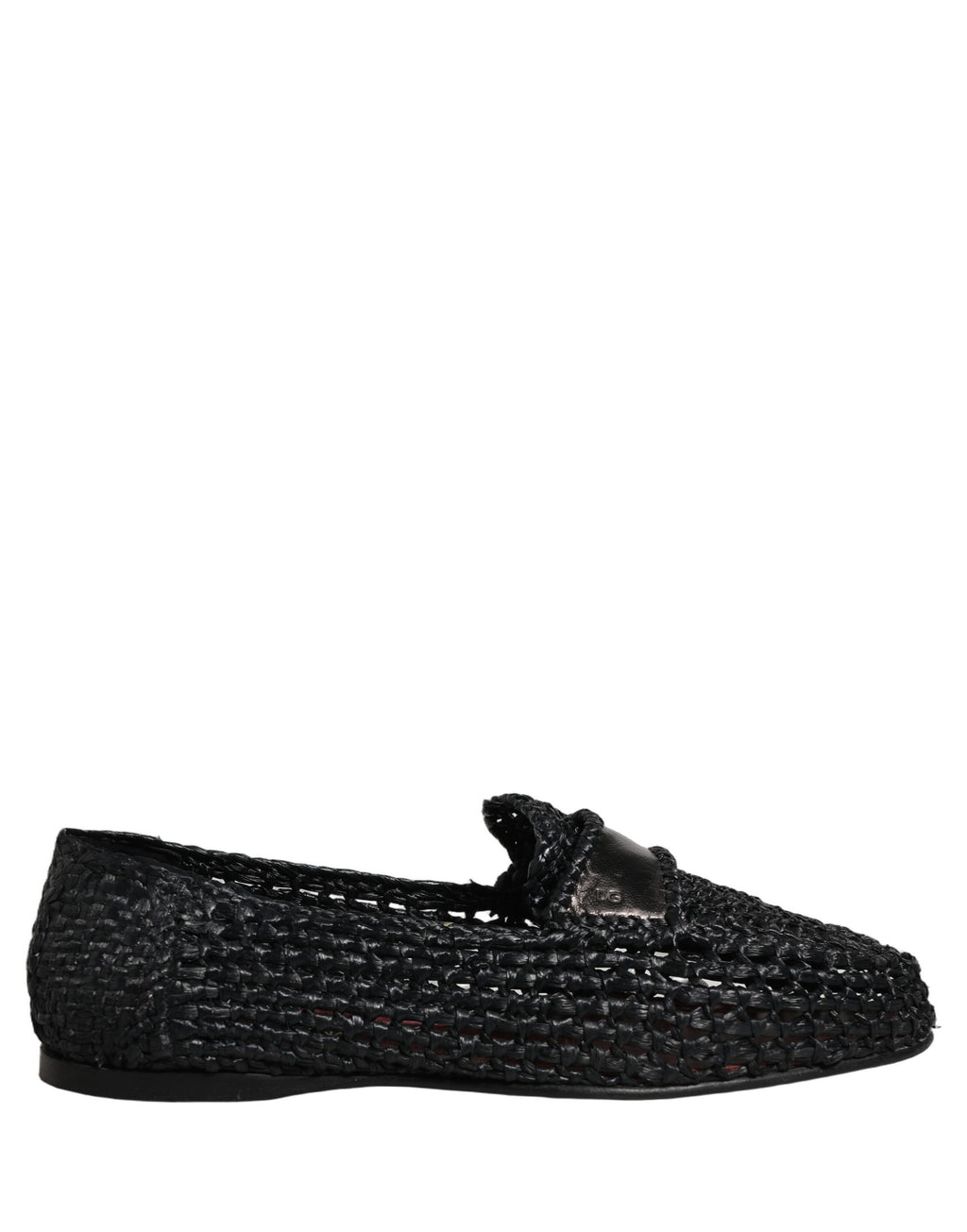 Black Woven Leather Slip On Loafers Men Shoes