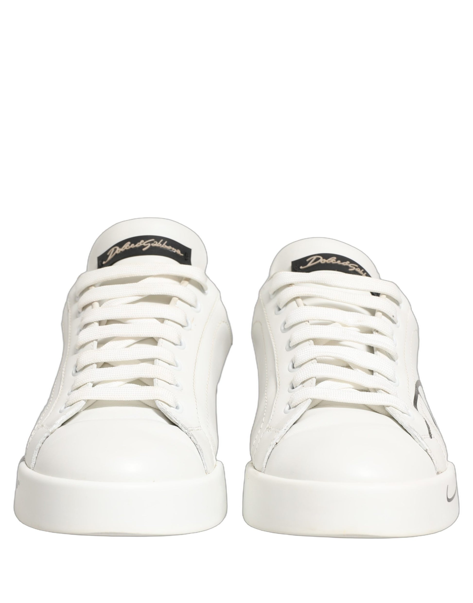 White Gold Low Top Leather Sneakers Shoes