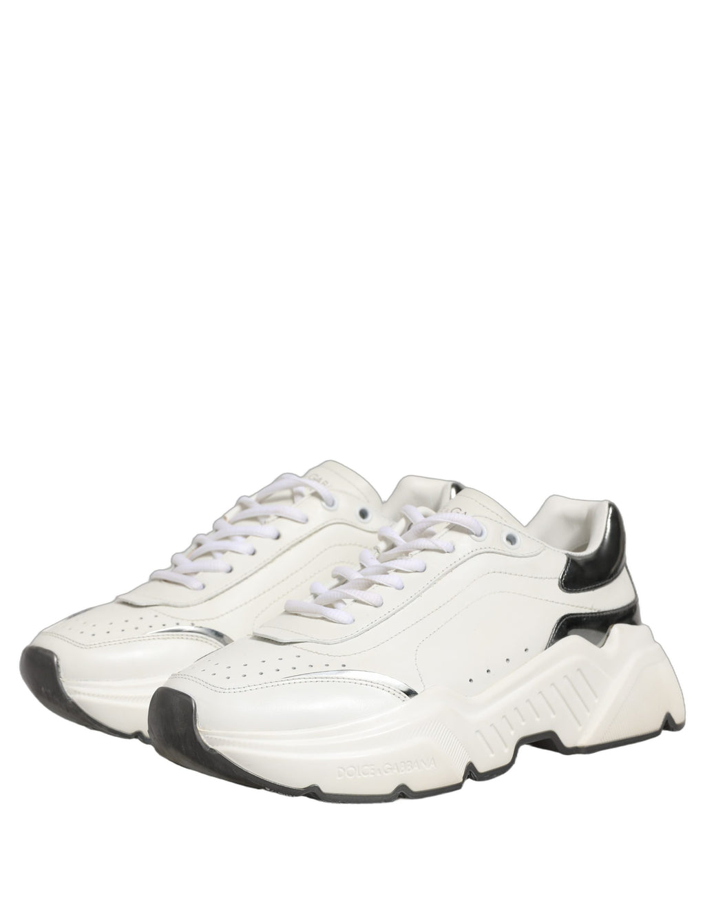 White Silver Daymaster Leather Low Top Sneakers Shoes