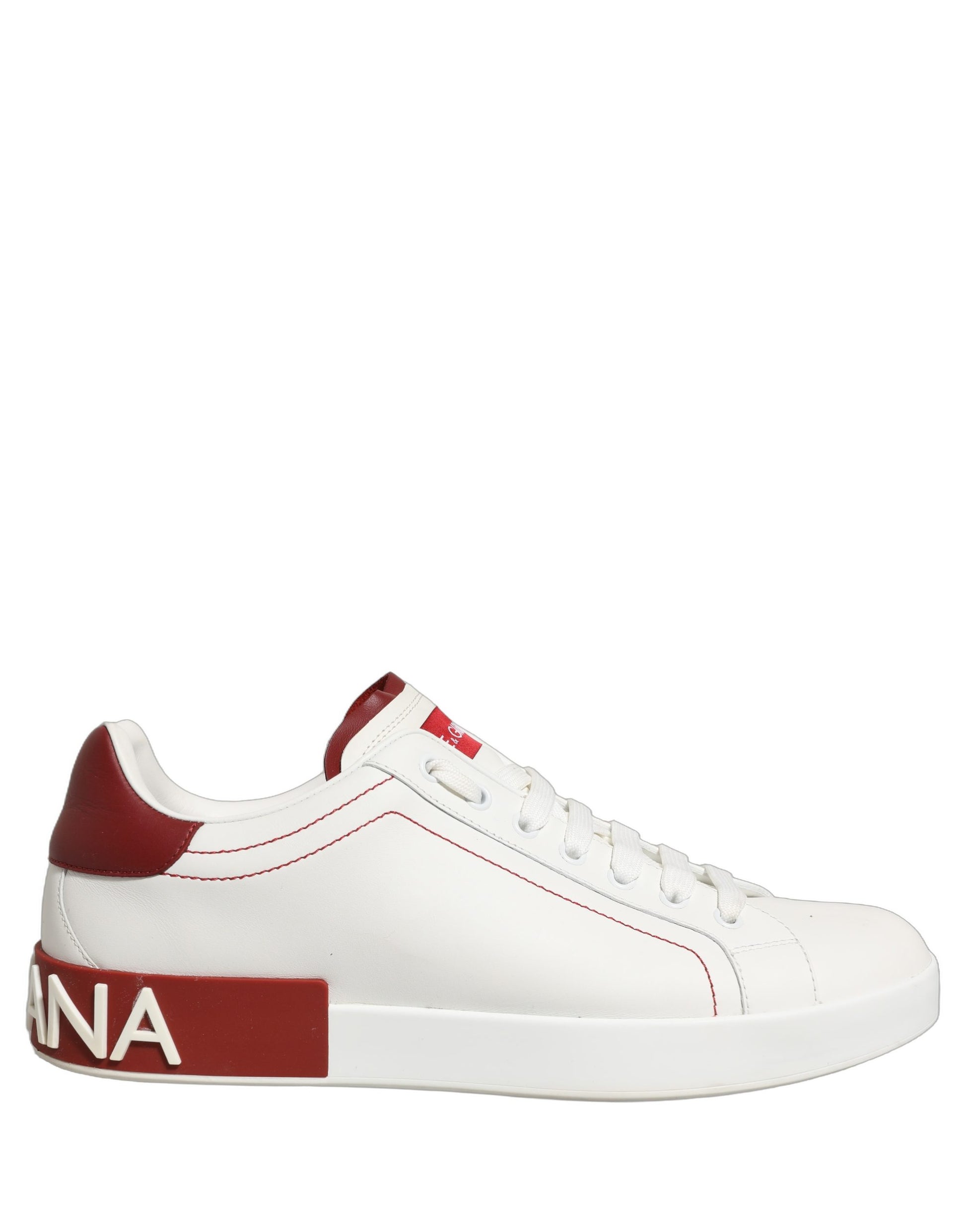 White Red Leather Lace Up Sneakers Shoes