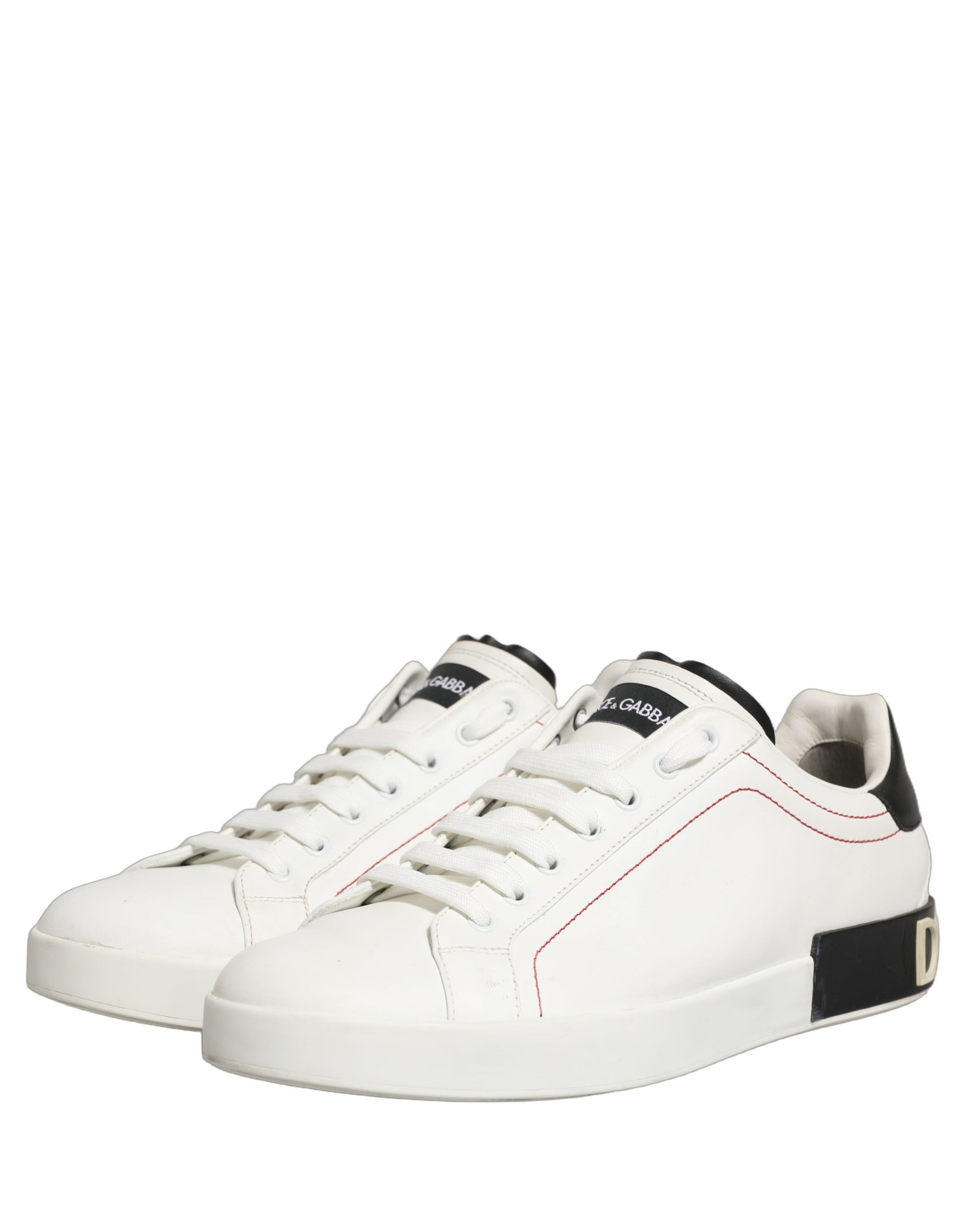 White Black Leather Lace Up Sneakers Shoes
