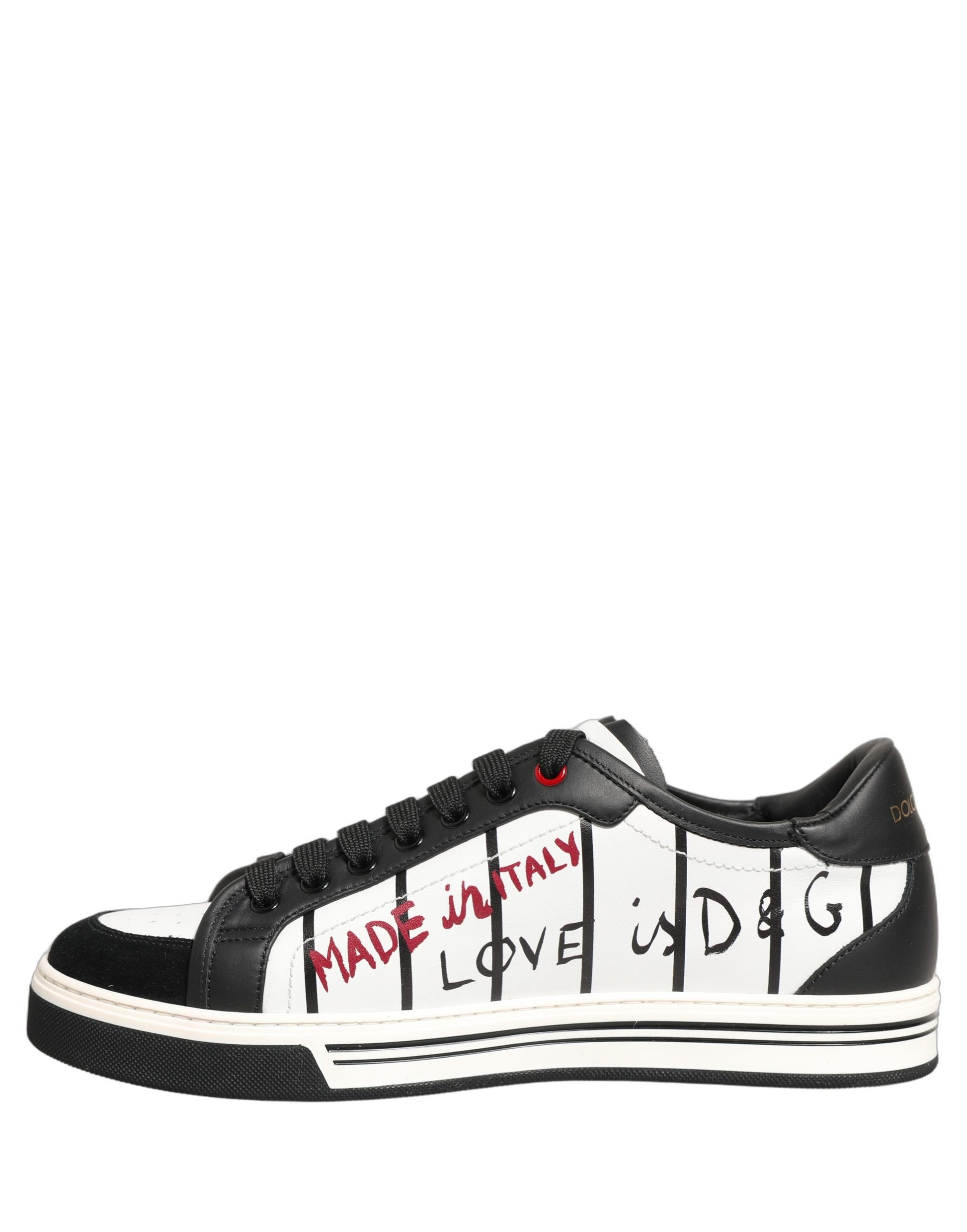 White Black DG Logo King Patch Low-Top Sneaker Shoes