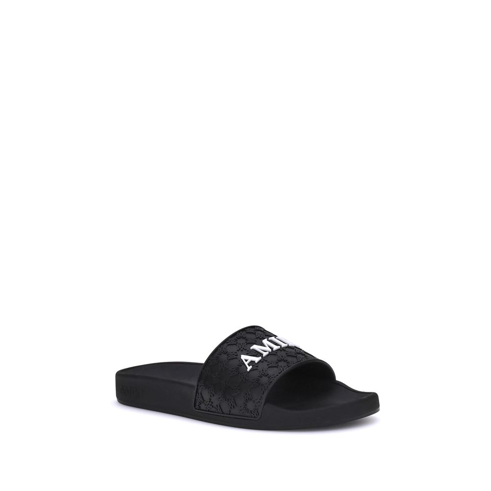 Black Rubber Flat Sandals