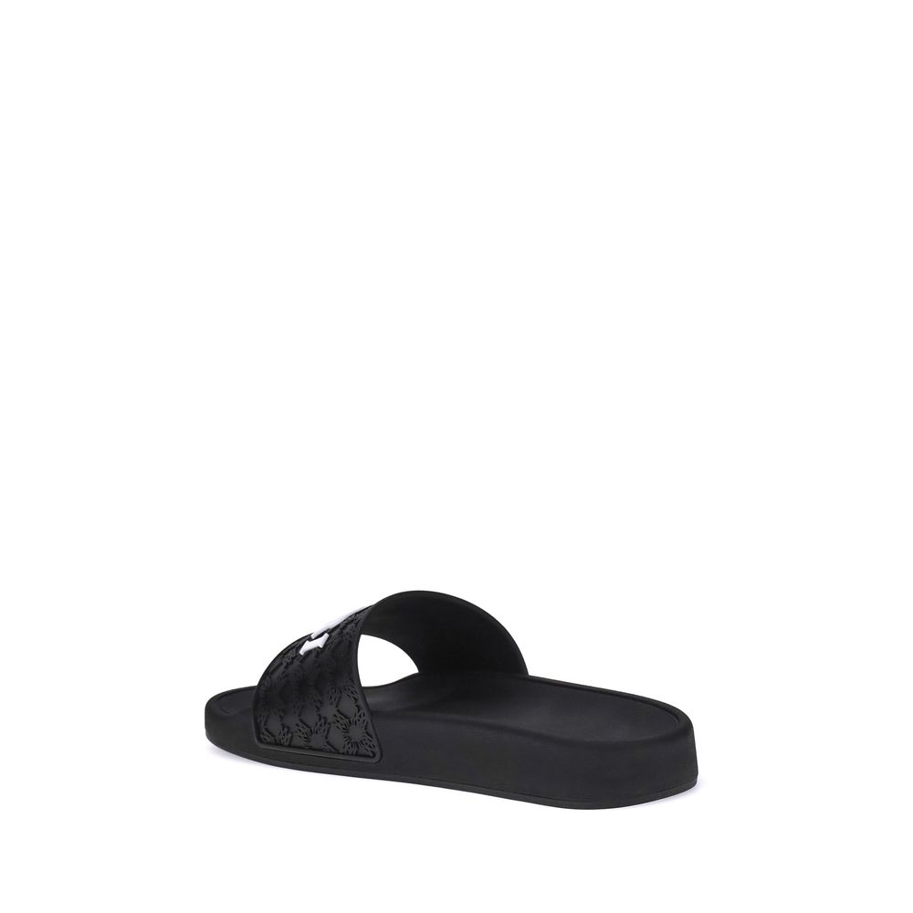 Black Rubber Flat Sandals