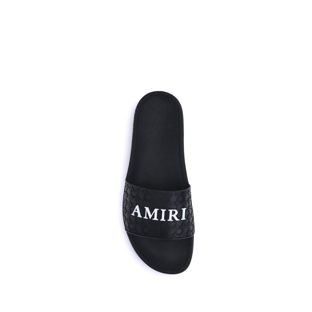 Black Rubber Flat Sandals
