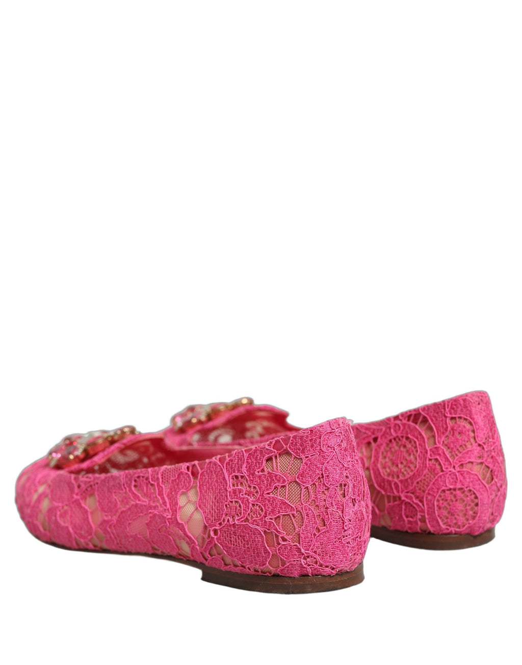 Pink Taormina Lace Crystals Flats Shoes