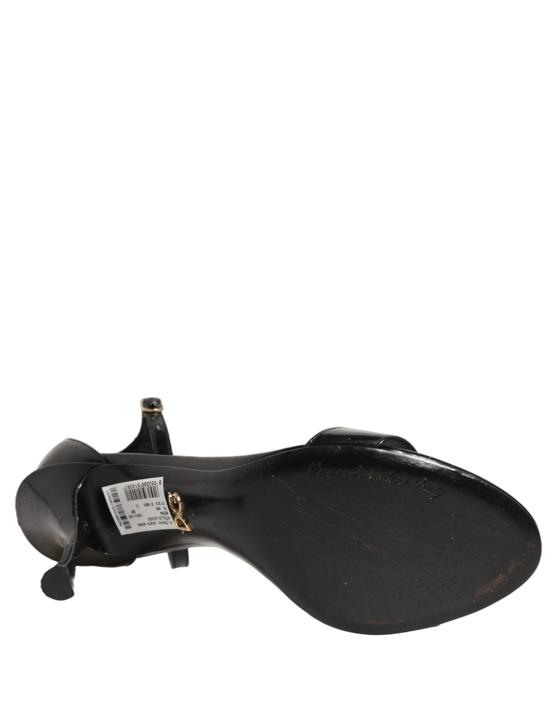 Black Leather Ankle Strap Heels Sandals Shoes
