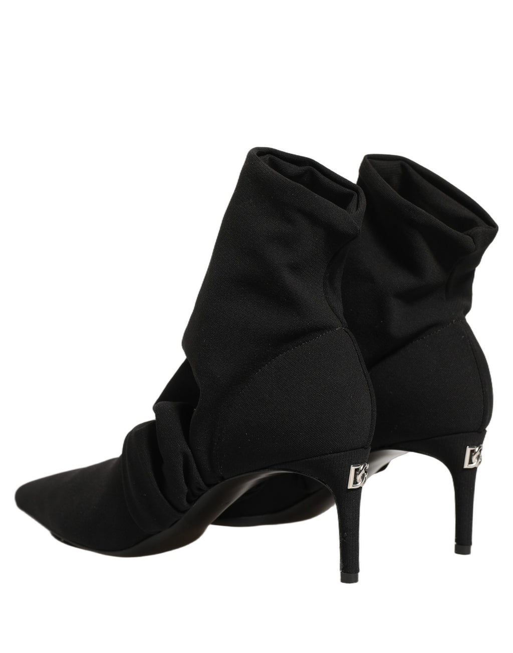 Black Stretch Socks Heels Ankle Boots Shoes