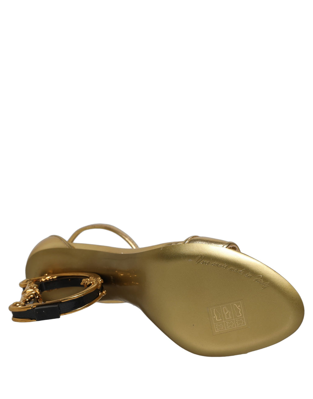 Gold Leather Ankle Strap Heels Sandals Shoes
