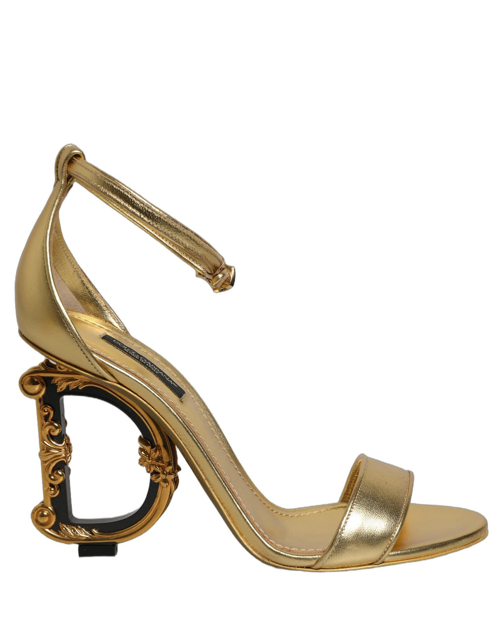 Gold Leather Ankle Strap Heels Sandals Shoes