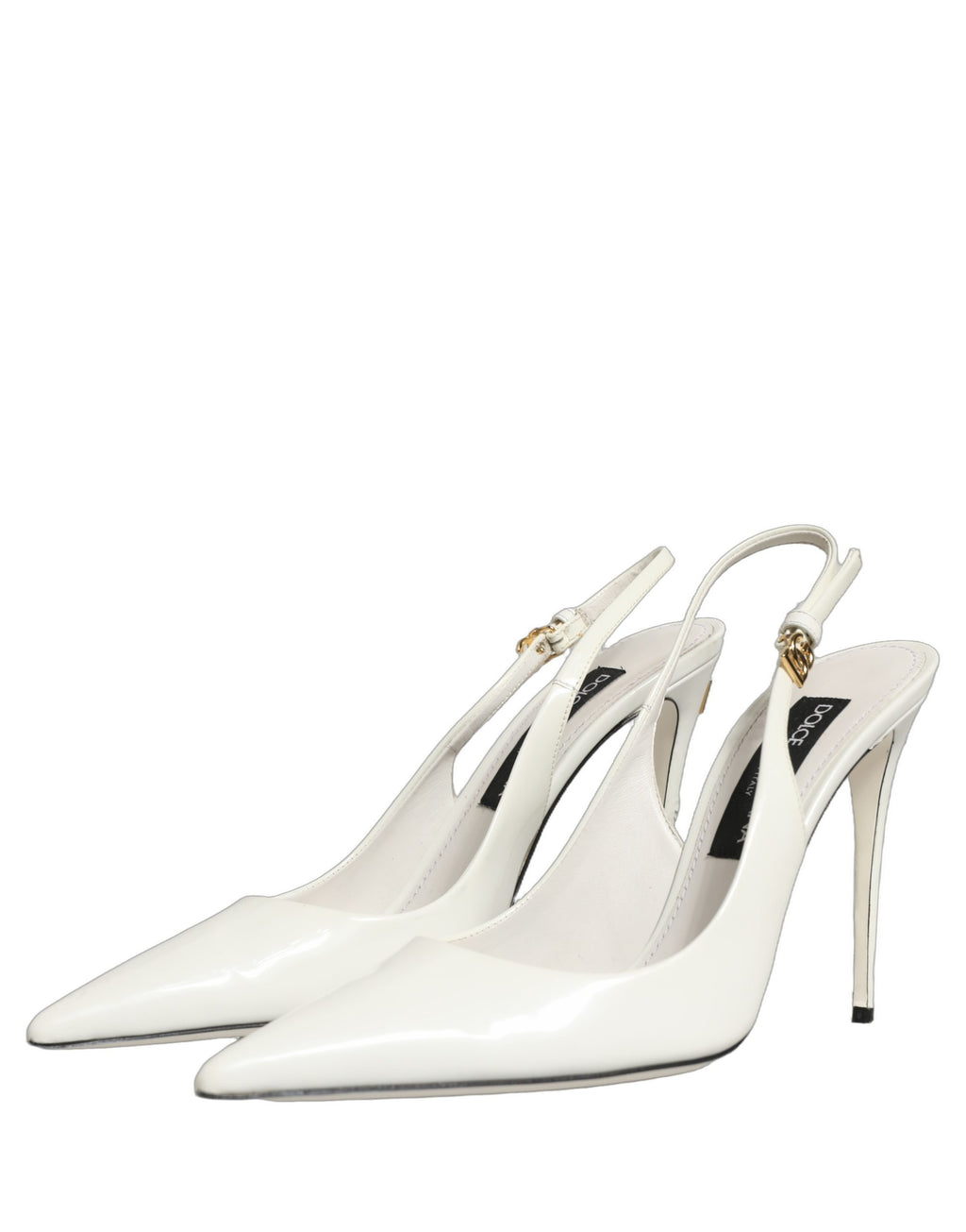 White Leather Slingback Heels Sandals Shoes