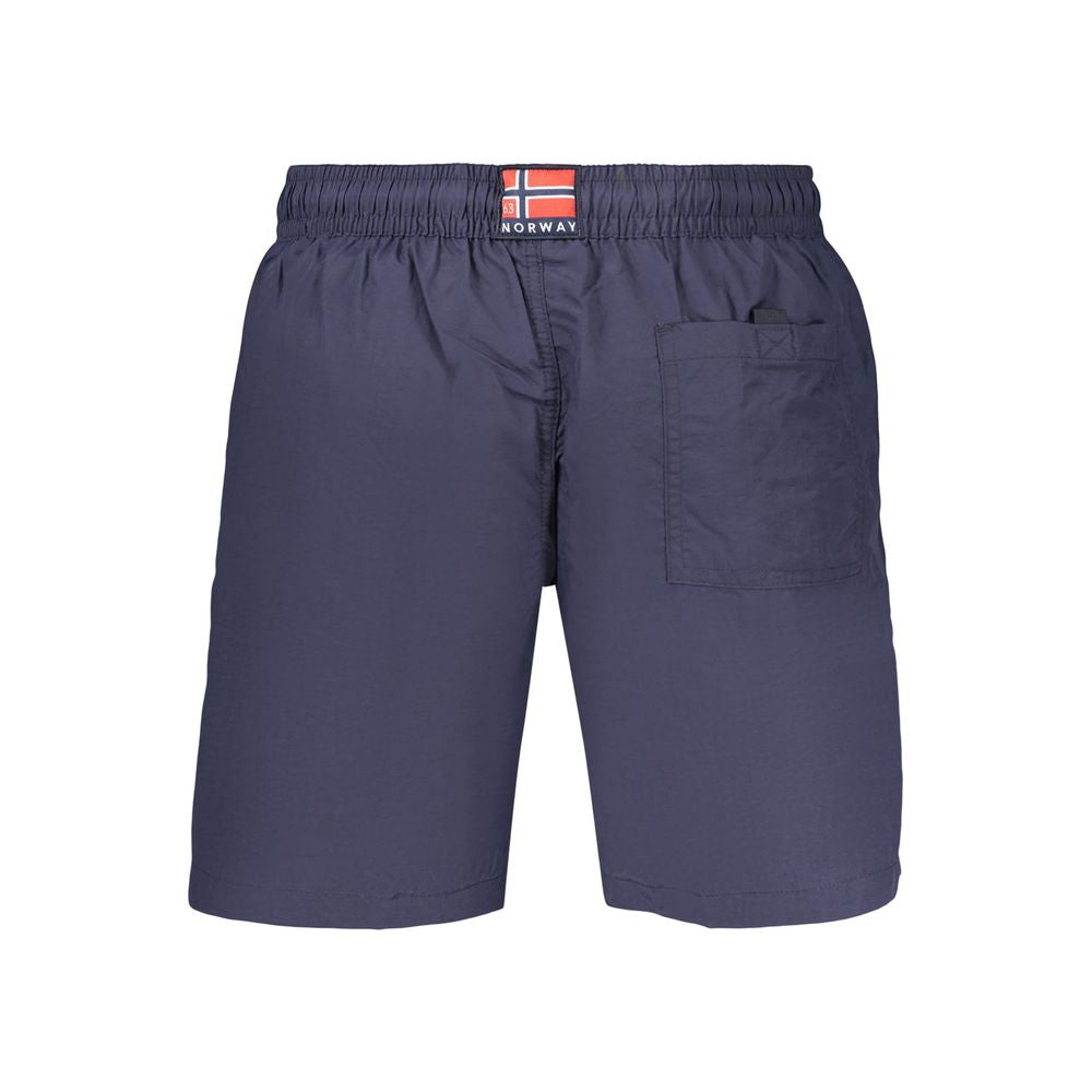 Blue Polyamide Men's Swim Boxer