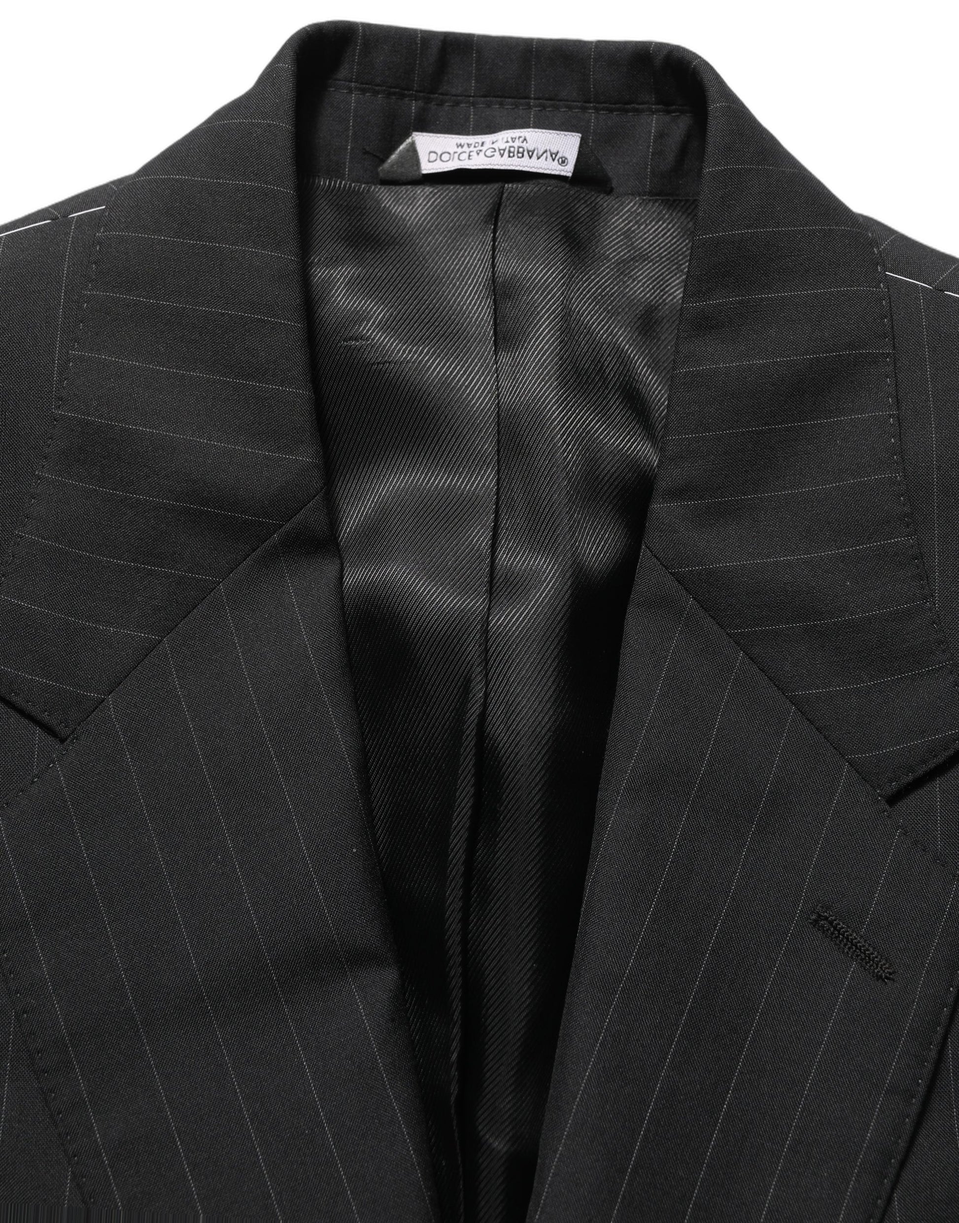 Black Stripes Wool Single Breasted Blazer