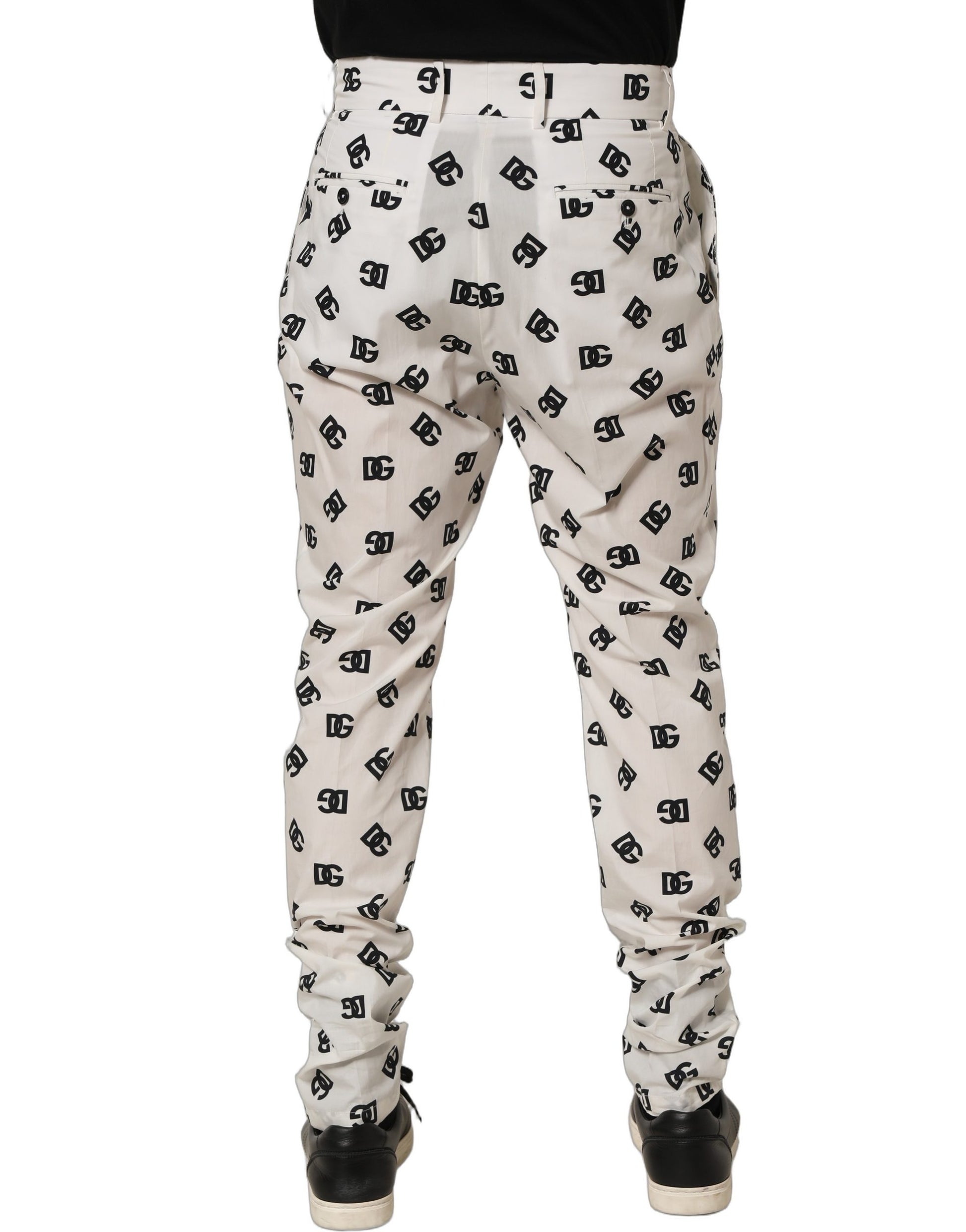 White Logo Skinny Leg Dress Men Trouser Pants