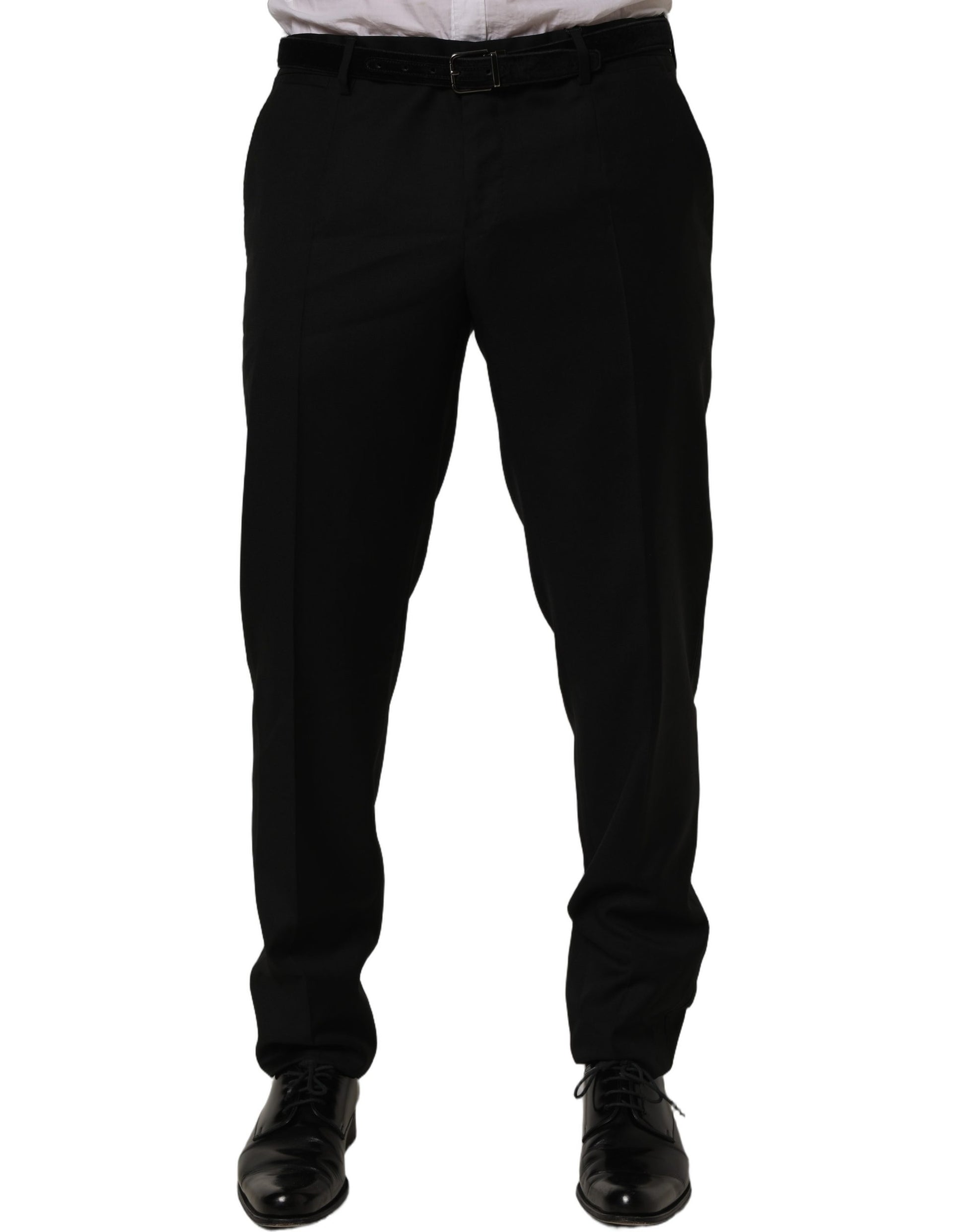 Black Wool Skinny Leg Dress Trouser Pants