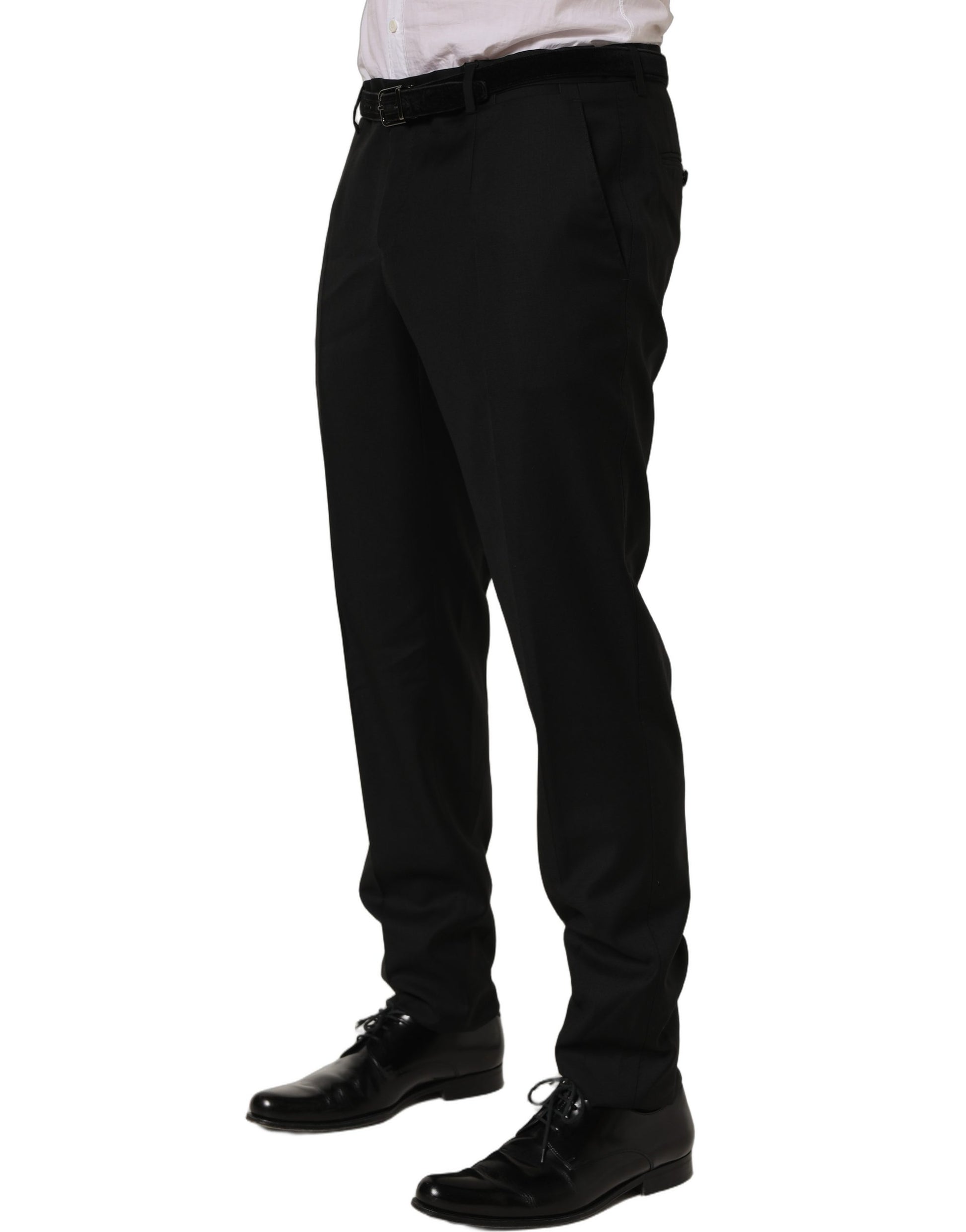 Black Wool Skinny Leg Dress Trouser Pants