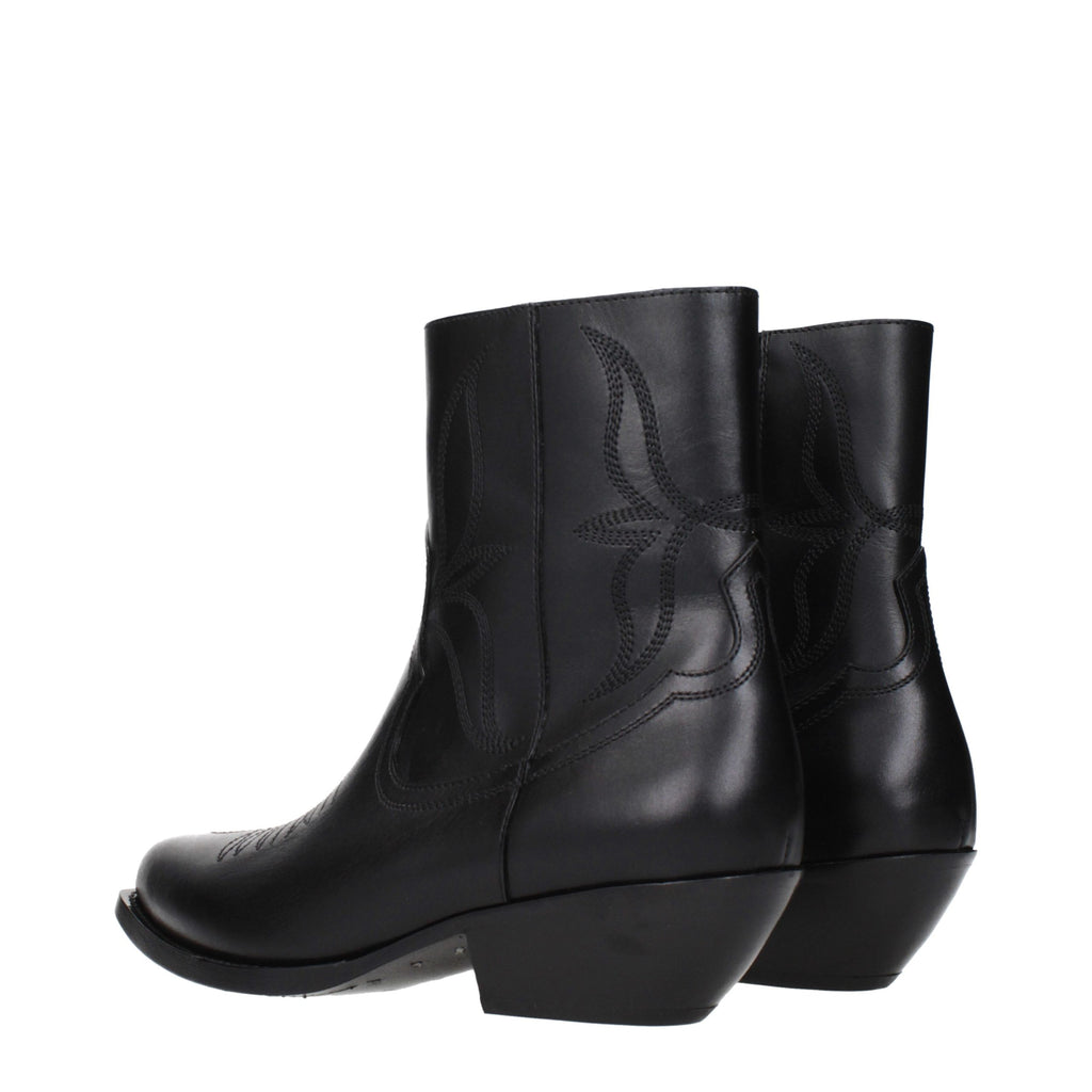 Black Leather Ankle Boots