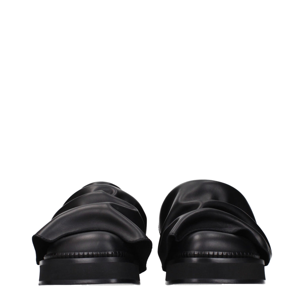 Black Leather Slippers