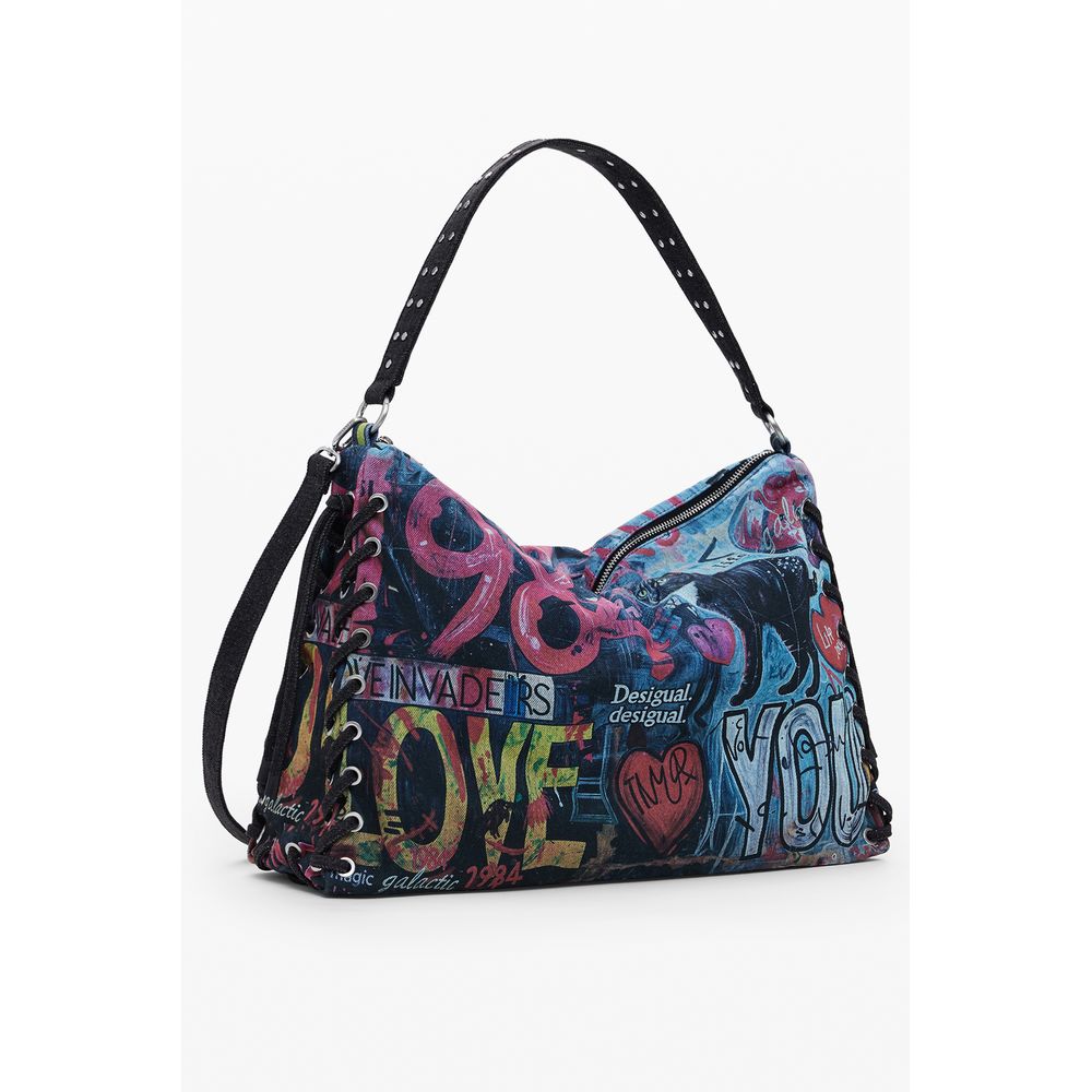 Blue Cotton Women Handbag
