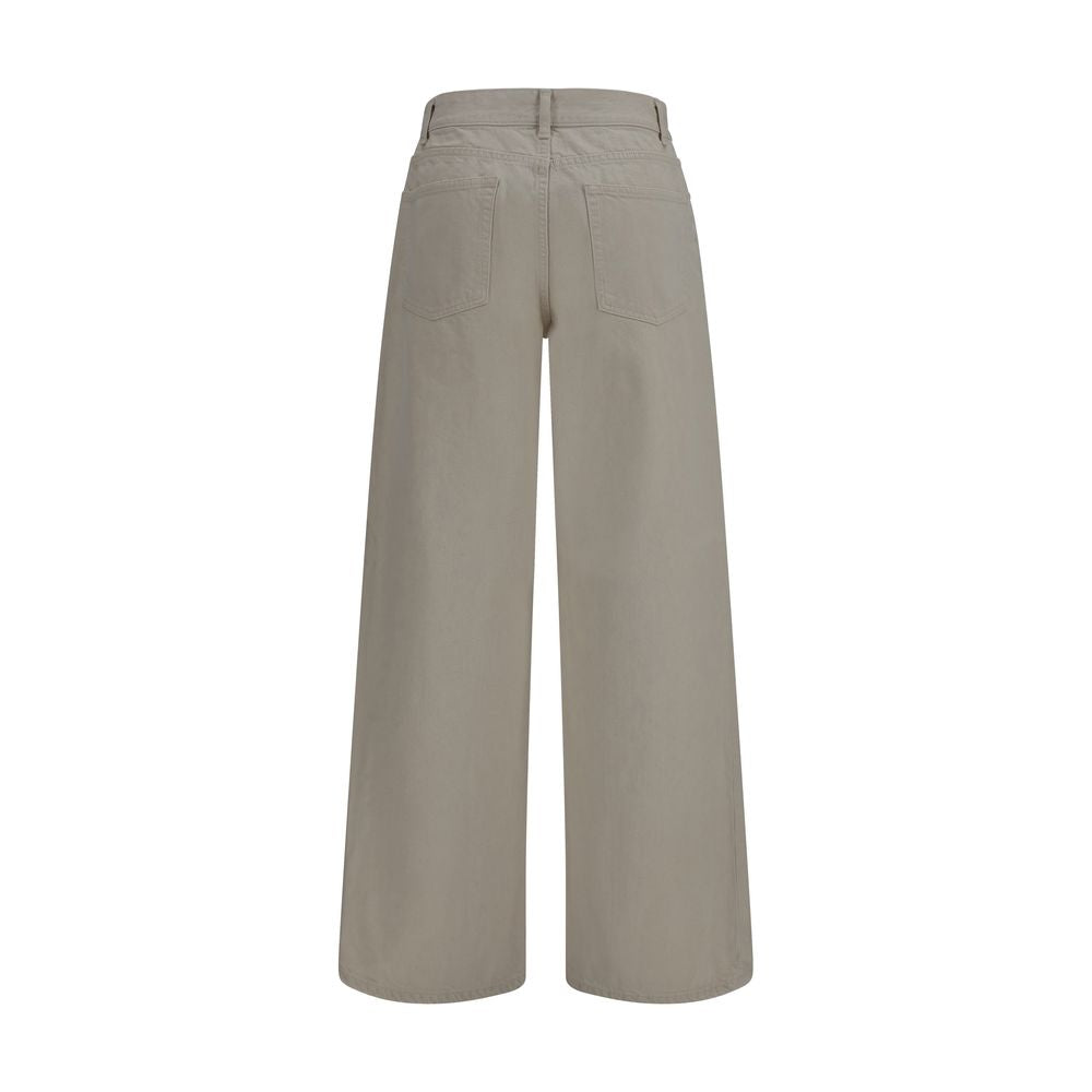 Beige Cotton Relaxed Fit Jeans