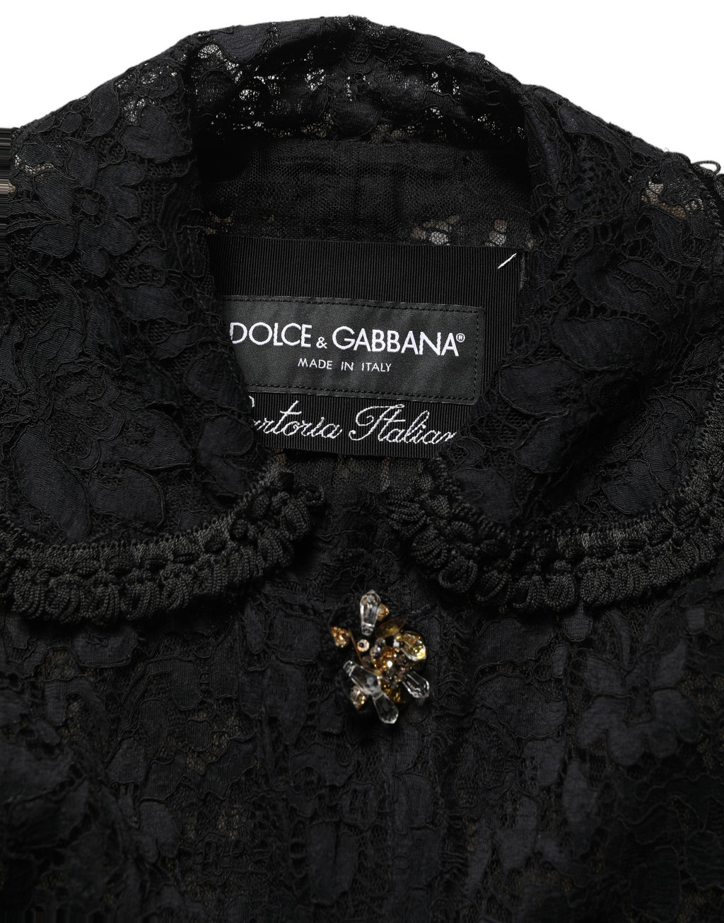 Black Embellished Guipure Lace Coat Jacket