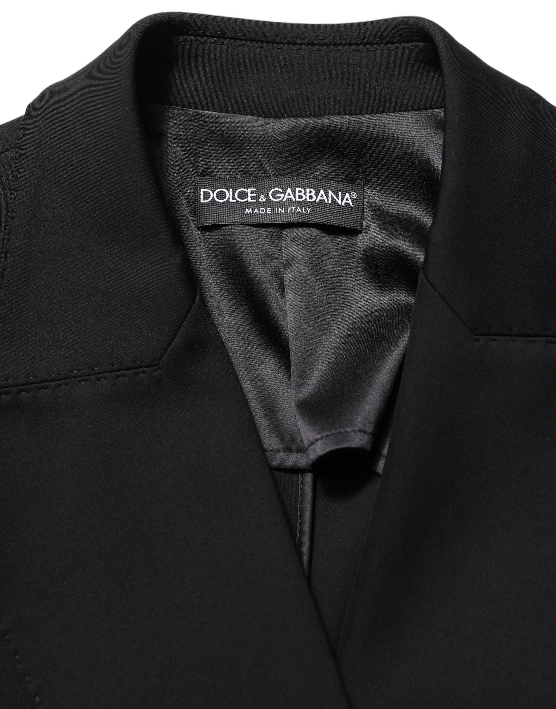 Black Double Breasted Crepe Blazer Jacket
